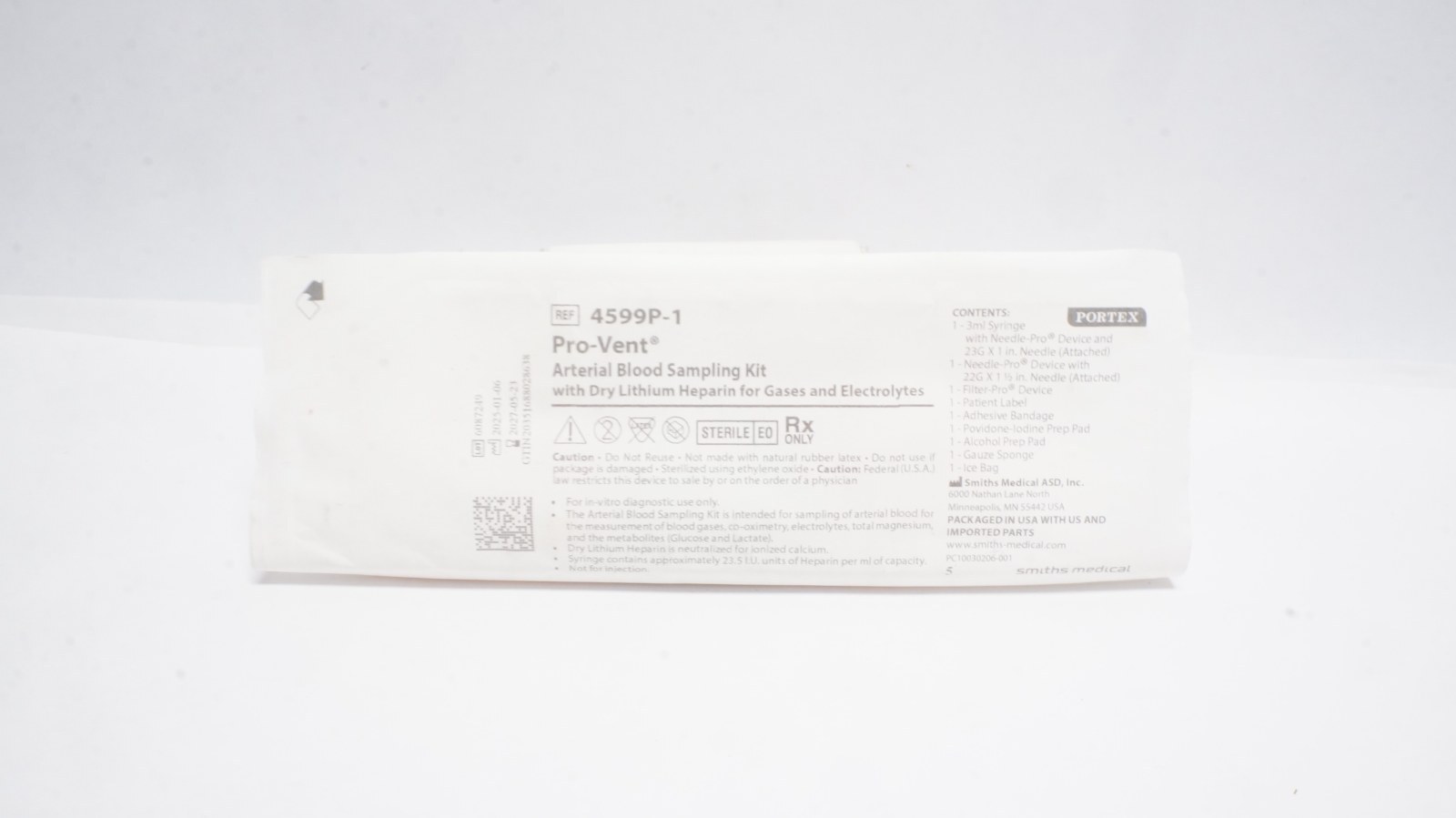 Smiths Medical 4599P-1 Pro-Vent Blood Sampling Kit 3ml