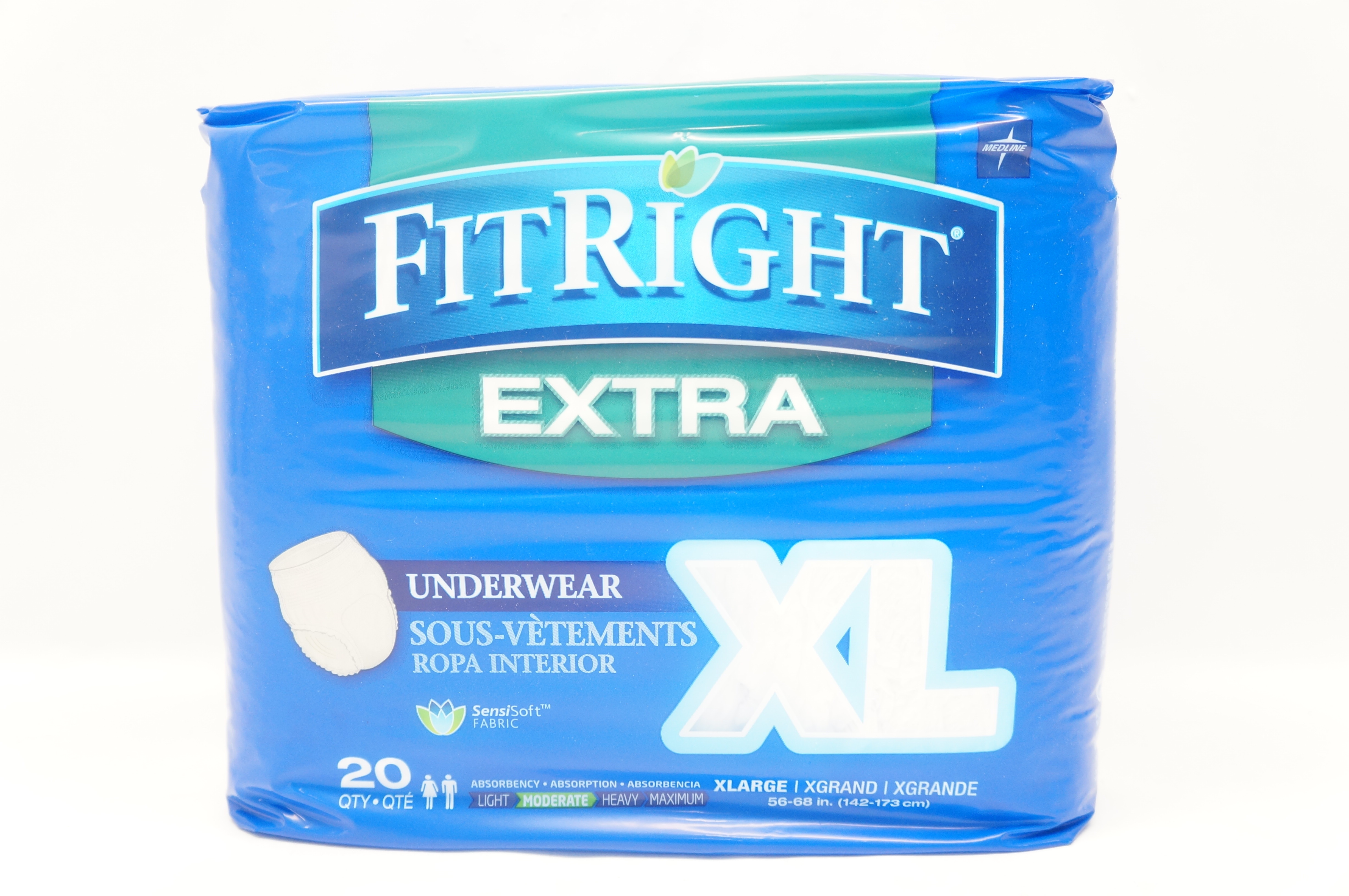 Medline MSC13600A FitRight Extra Underwear X-Large 56-68 inch - Pack of 20