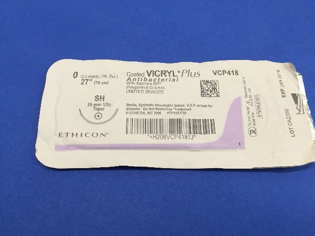 Ethicon VCP418 VICRYL Plus, SH, Antibacterial, 27