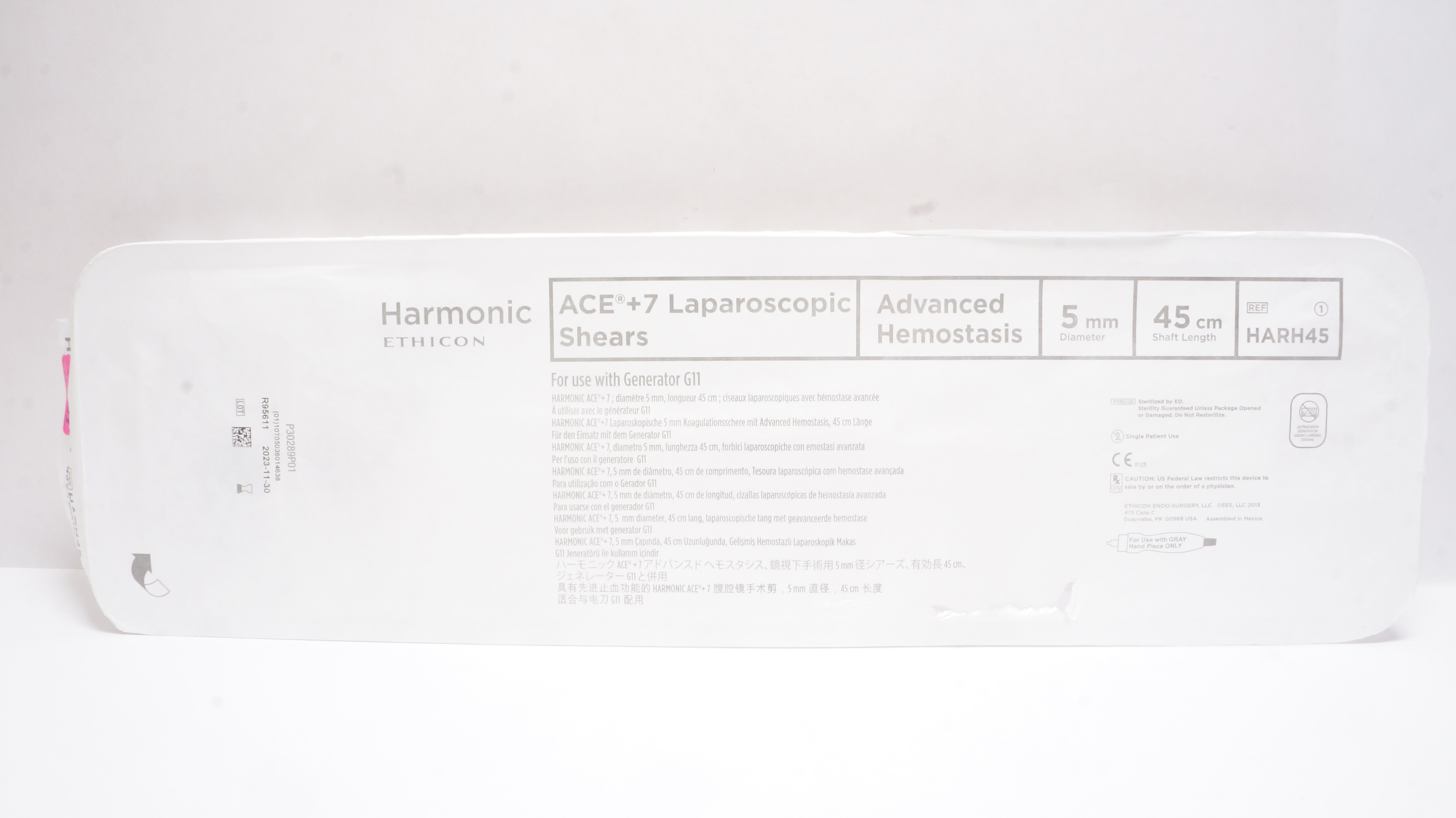 Ethicon HARH45 Harmonic Ace +7 Laparoscopic Shears 5mm x 45cm