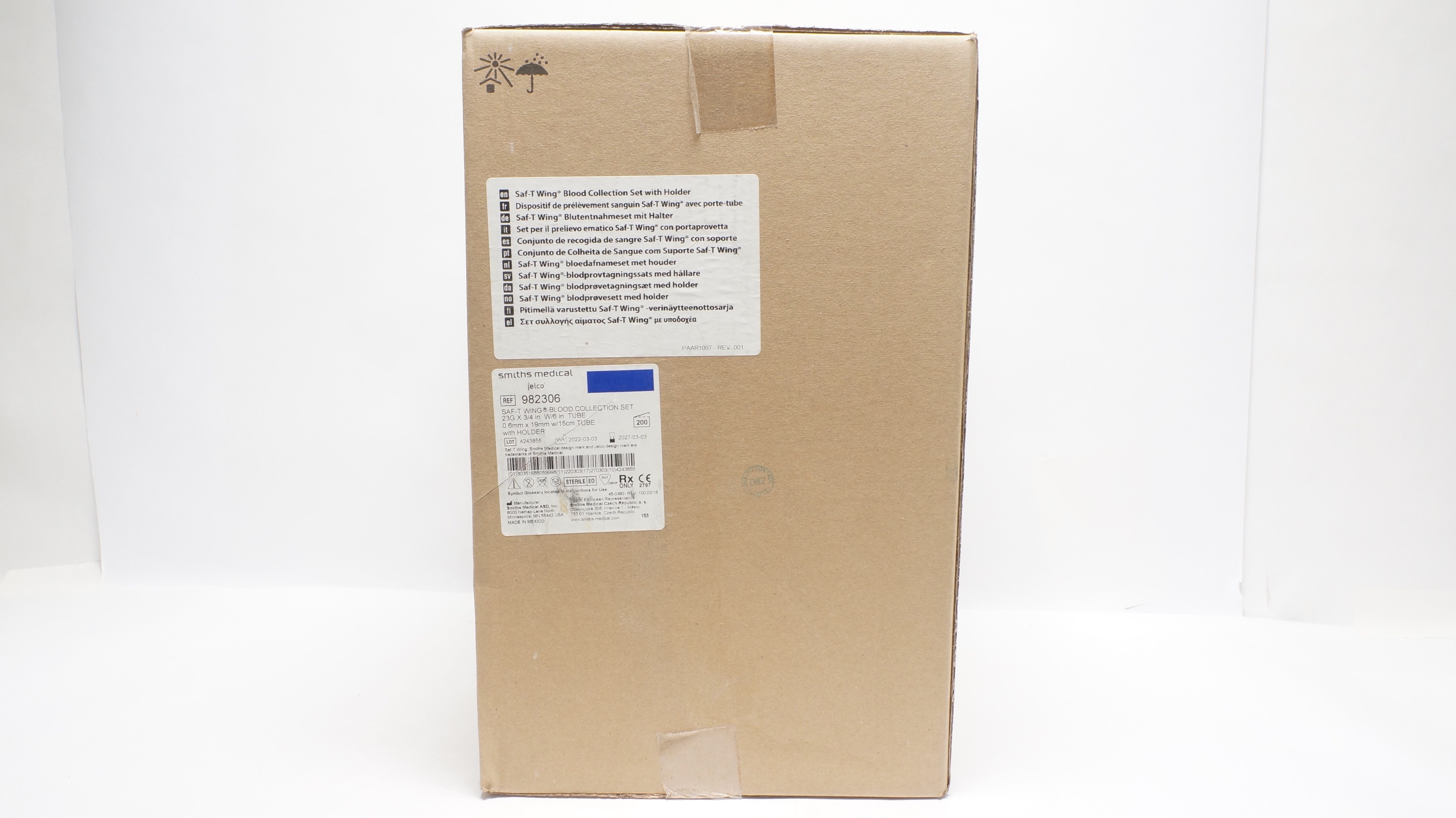 Smiths Medical 982306 Saf-T Wing Blood Collection Set 23G x 3/4In-Box of 200