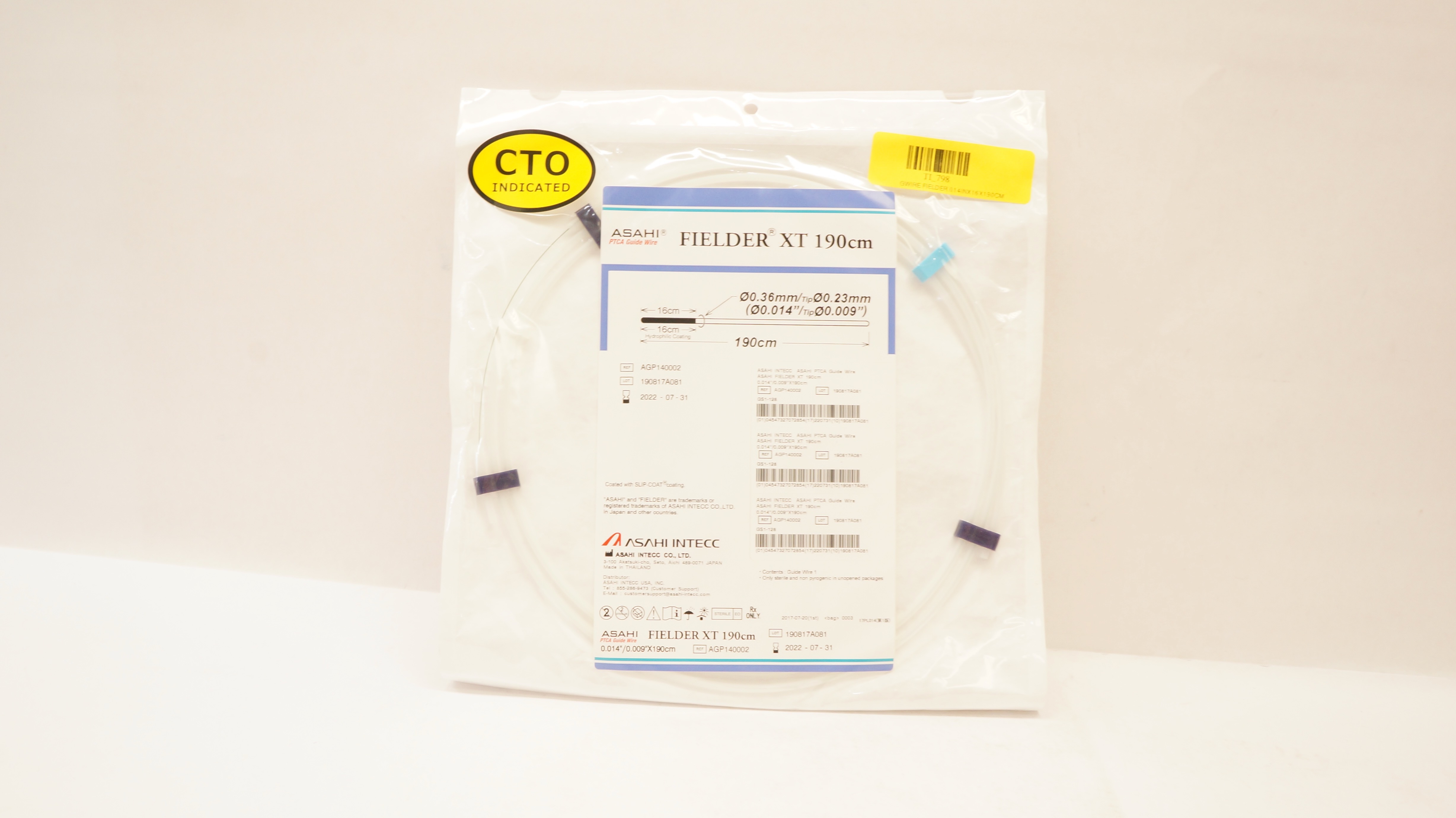 ASAHI AGP140002 FIELDER XT PTCA Guide Wire 0.014inch x 190cm (x)