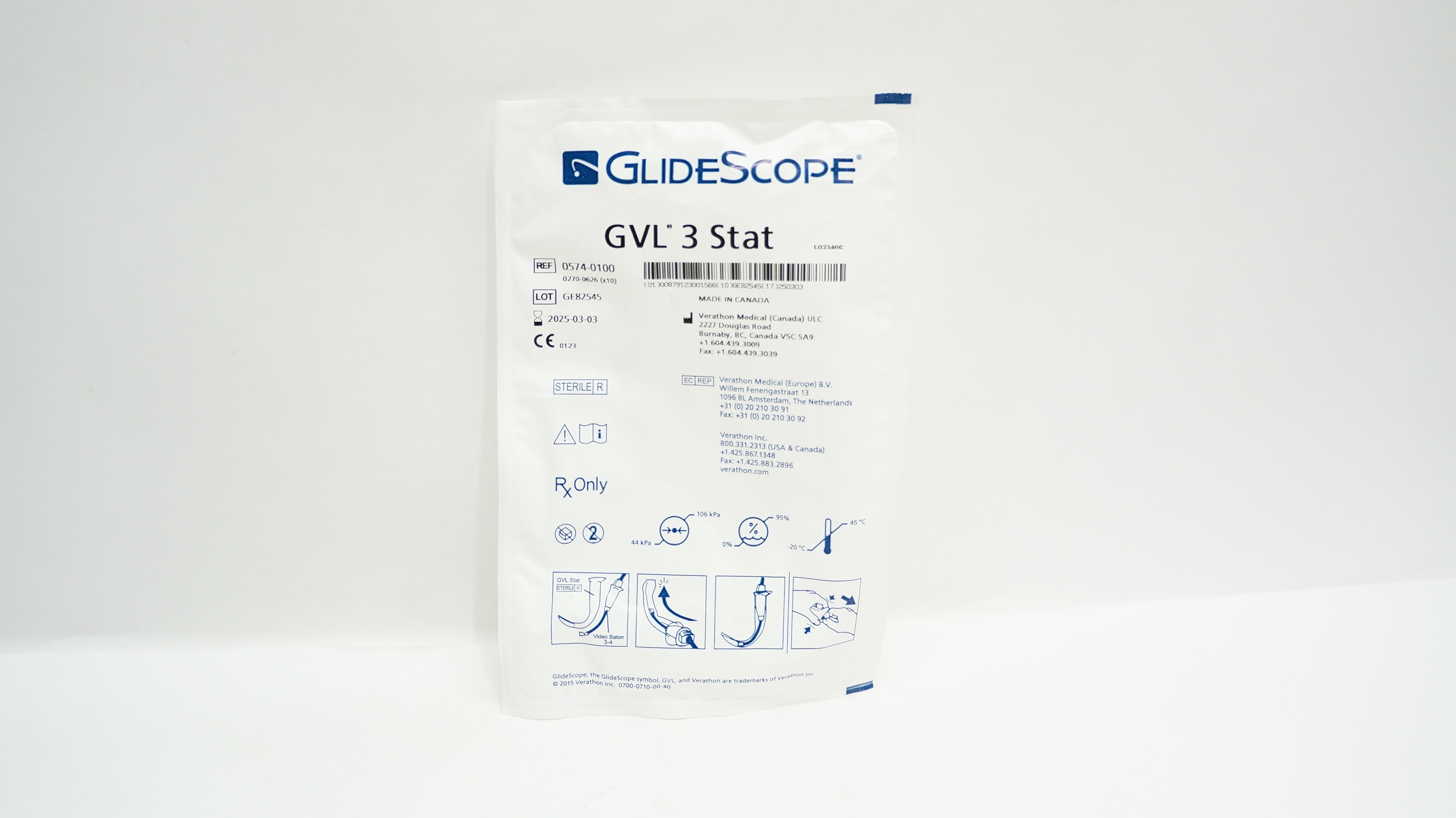 Verathon Medical 0574-0100 GlideScope GVL 3 Stat Video Laryngoscope