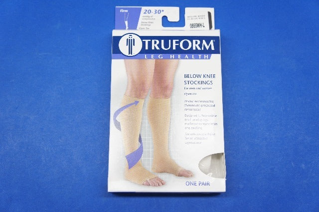 Truform 0865WH-L Large size Compression Stocking Soft Top Open Toe 20-30 mmHg