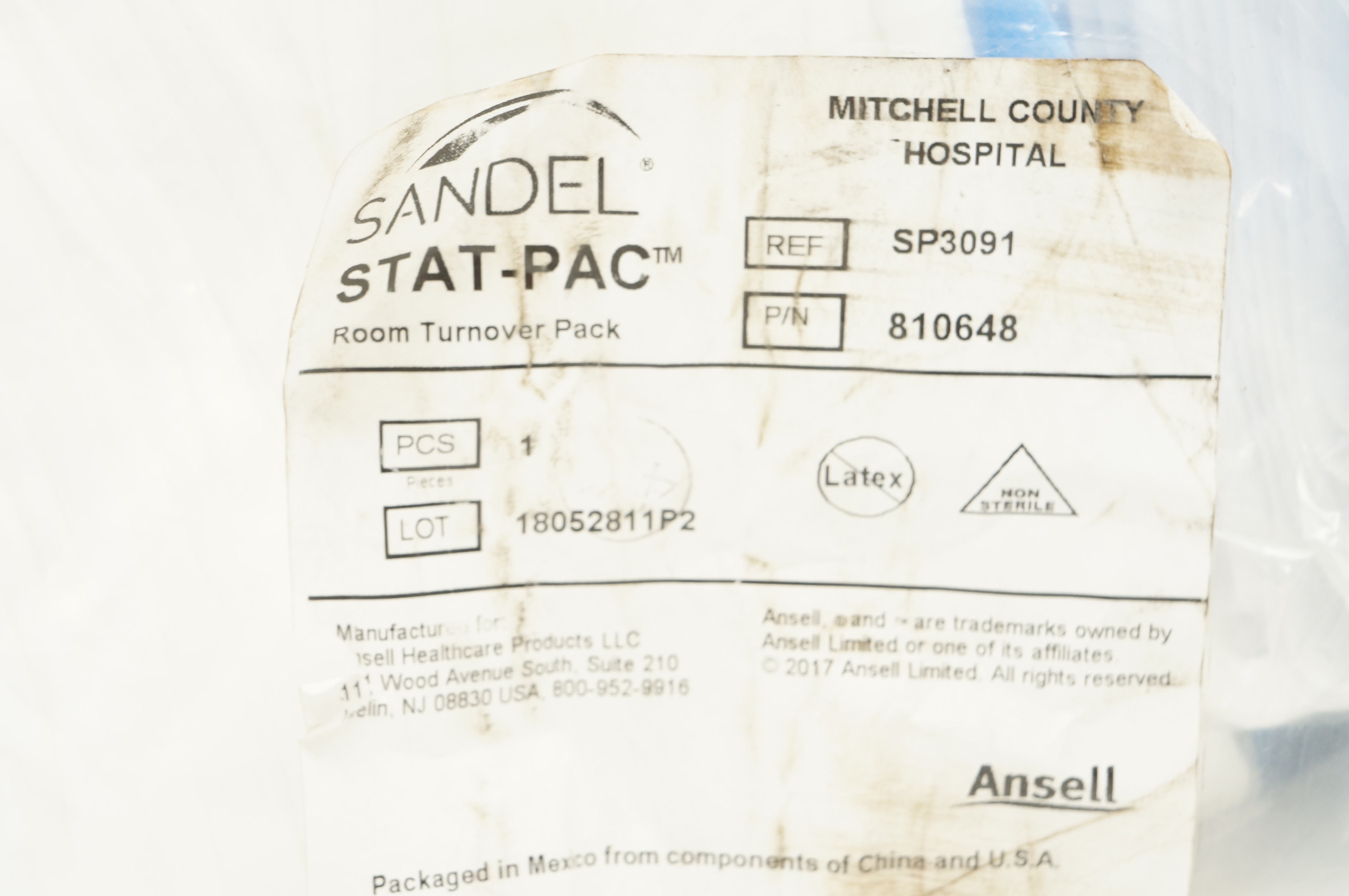 Ansell SP3091 Sandel Stat-Pack Room Turnover Pack