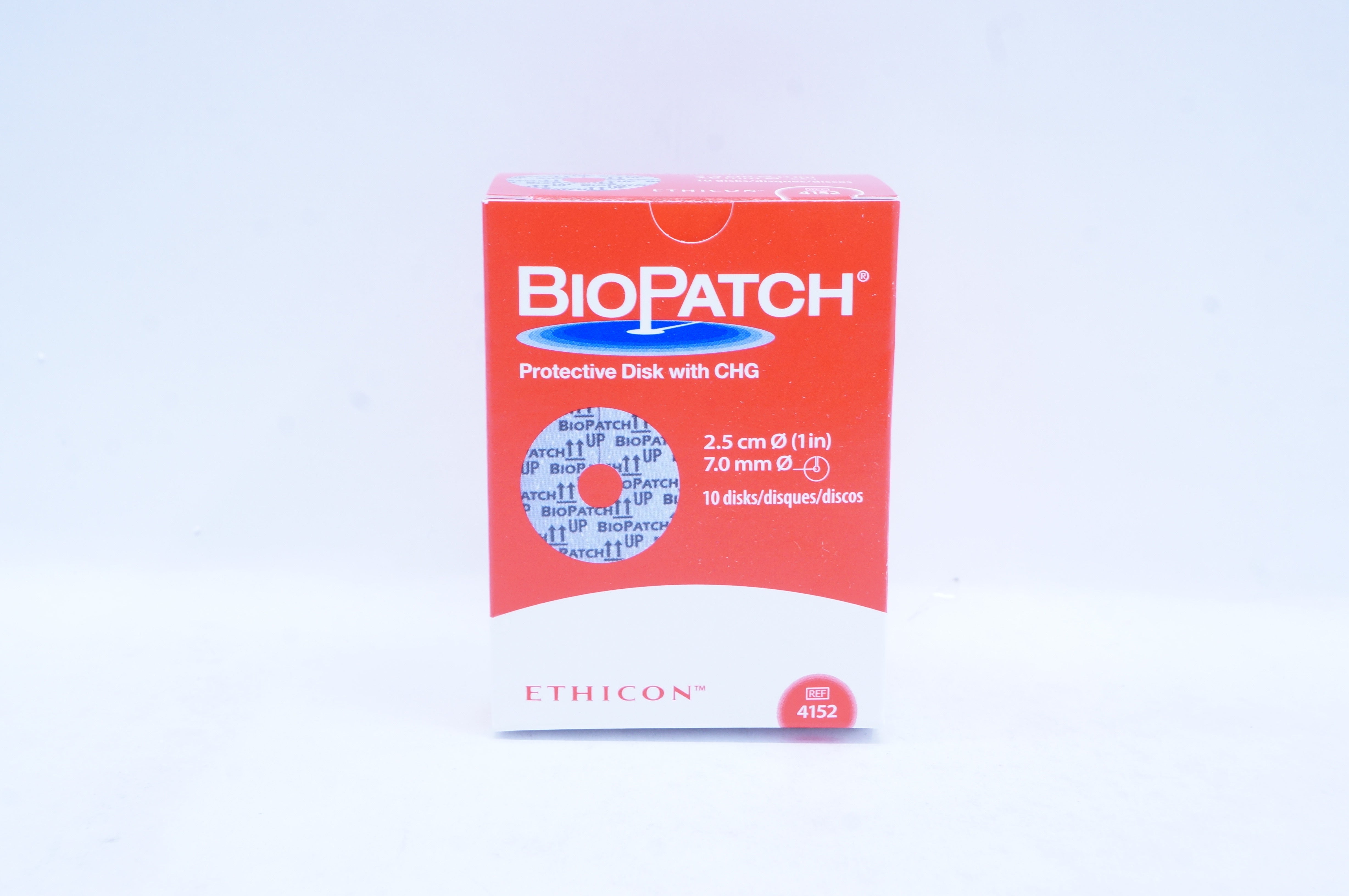 Ethicon 4152 BioPatch Protective Disk with CHG 1inch x 7.0mm - Box of 10