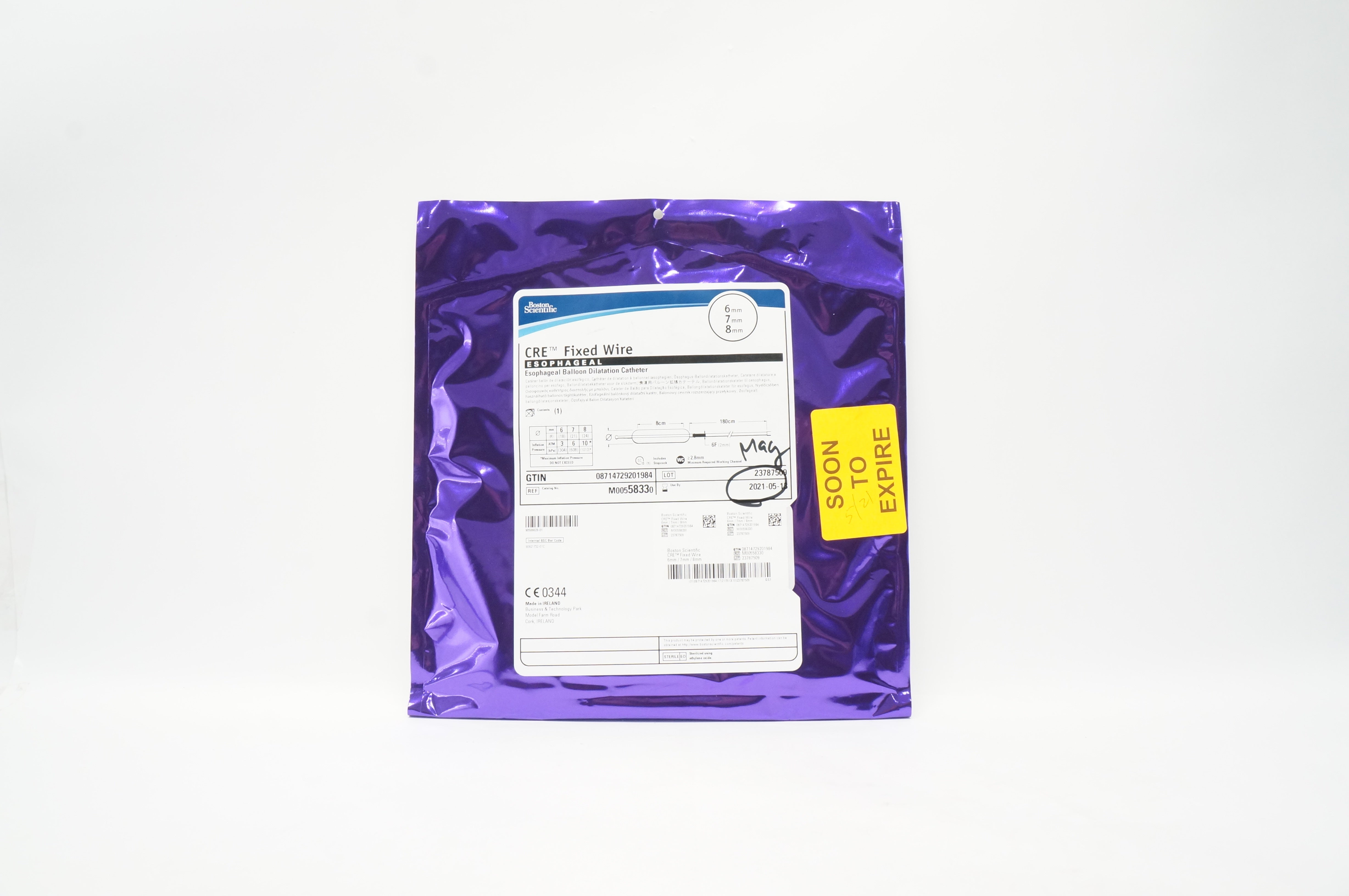 Boston Scientific M00558330 CRE Esophageal Balloon Dilatation Cath. 6x7x8mm (x)