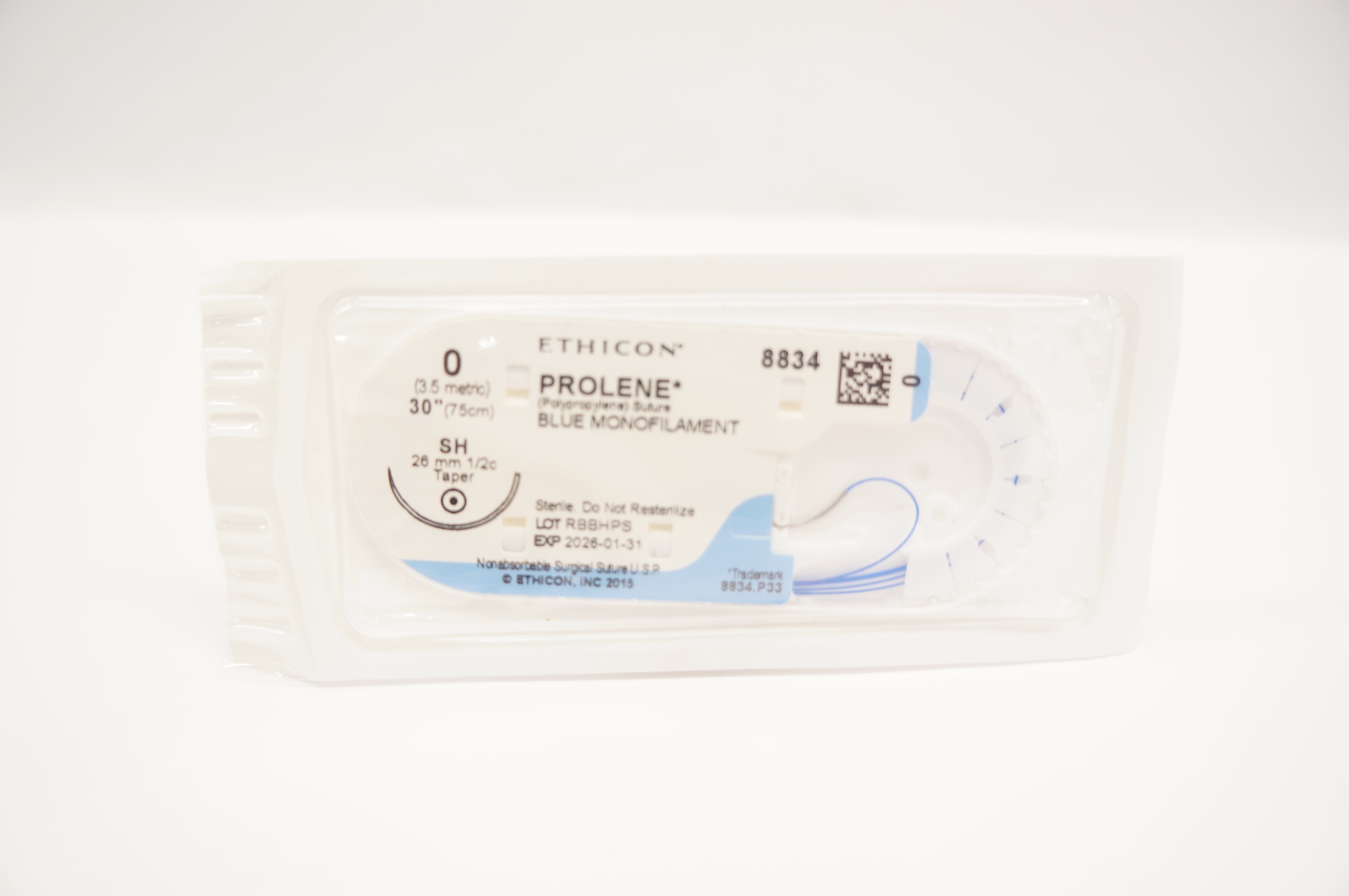 Ethicon 8834 0 PROLENE Polypropylene Stre SH 26mm 1/2c Taper, 30inch