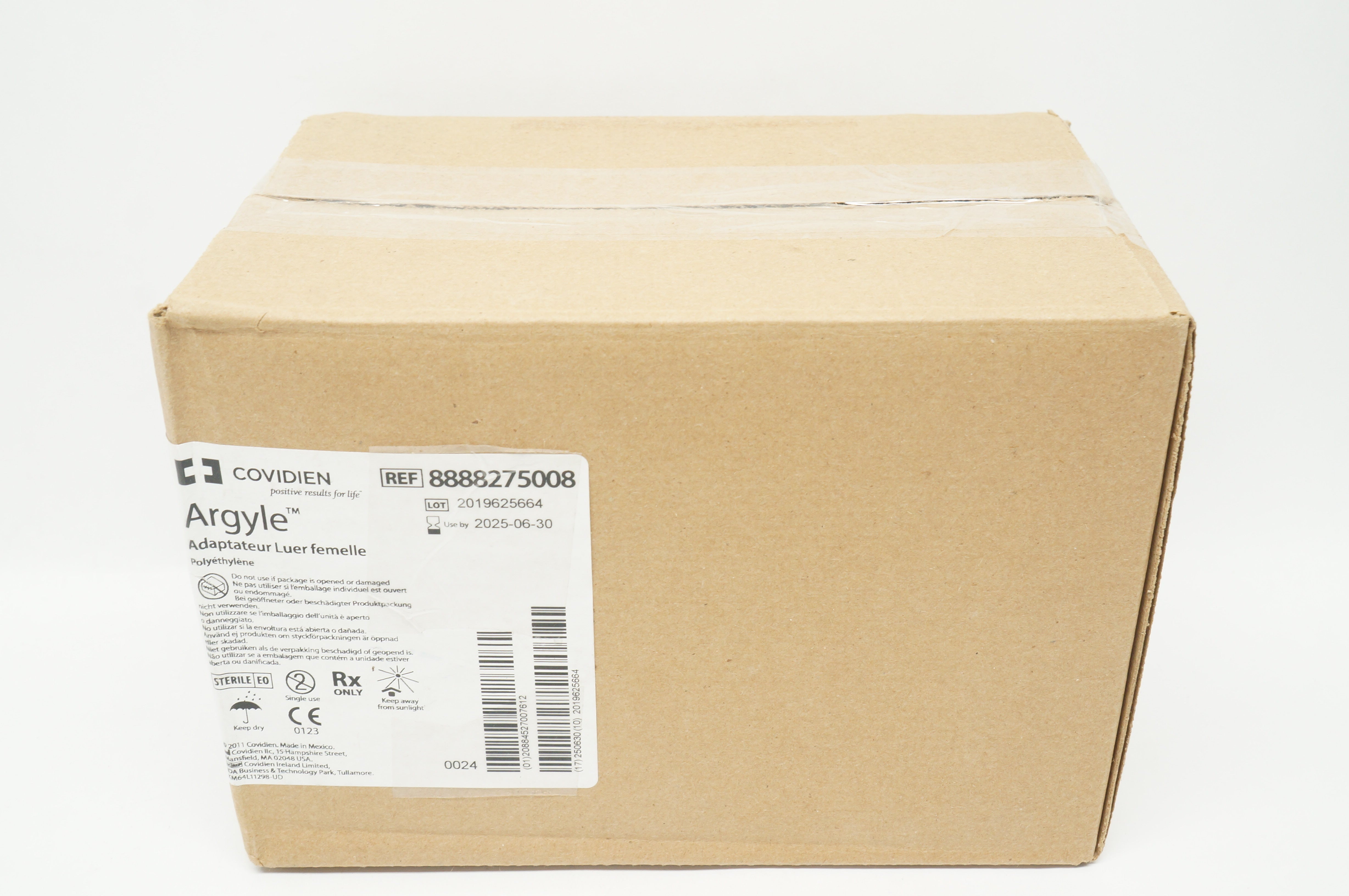 Covidien 8888275008 Argyle Female Luer Adapter Polyethylene - Box of 100
