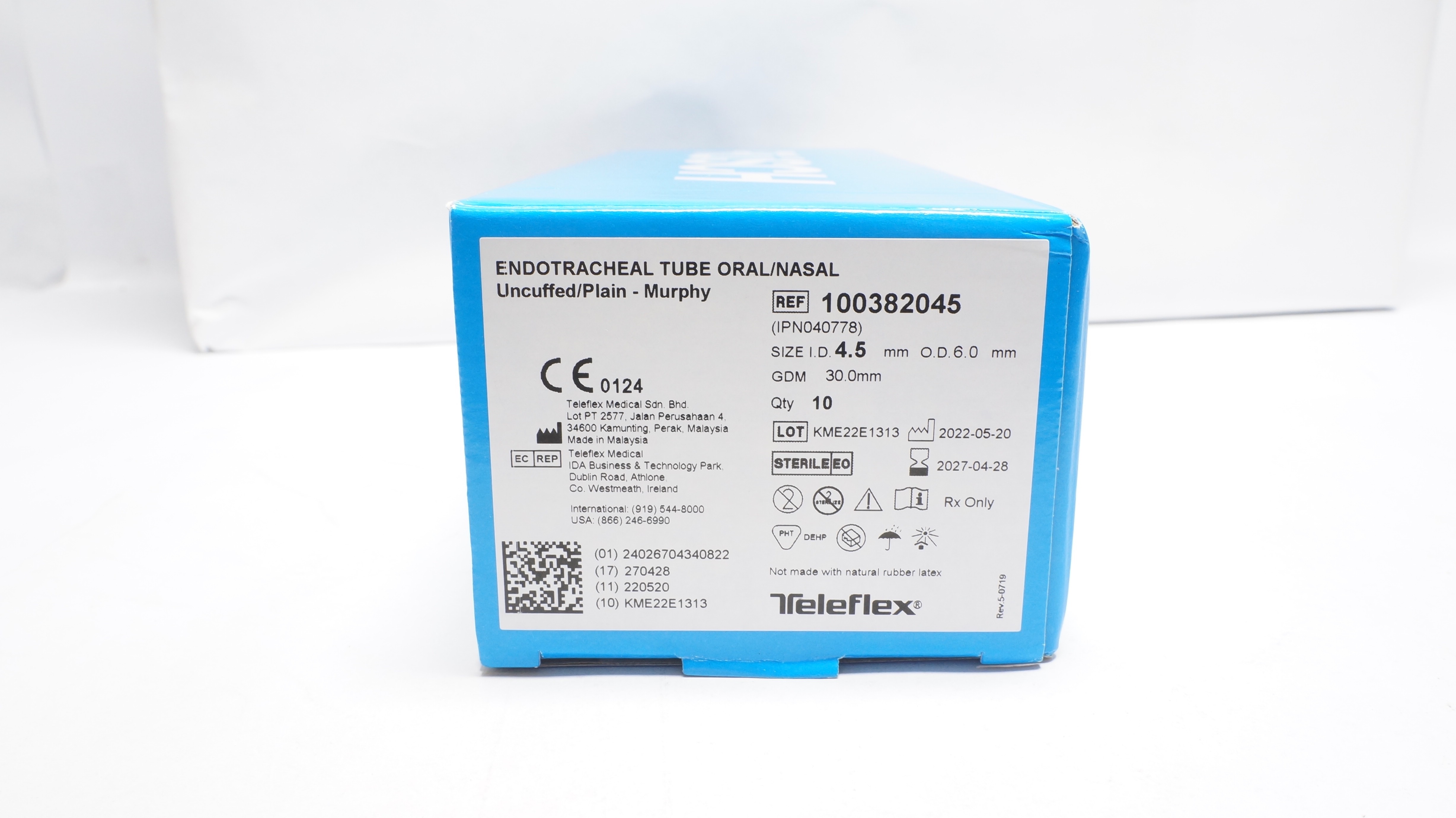 Teleflex 100382045 Endotracheal Tube Oral/Nasal 4.5mm x 6.0mm x 30mm - Box of 10