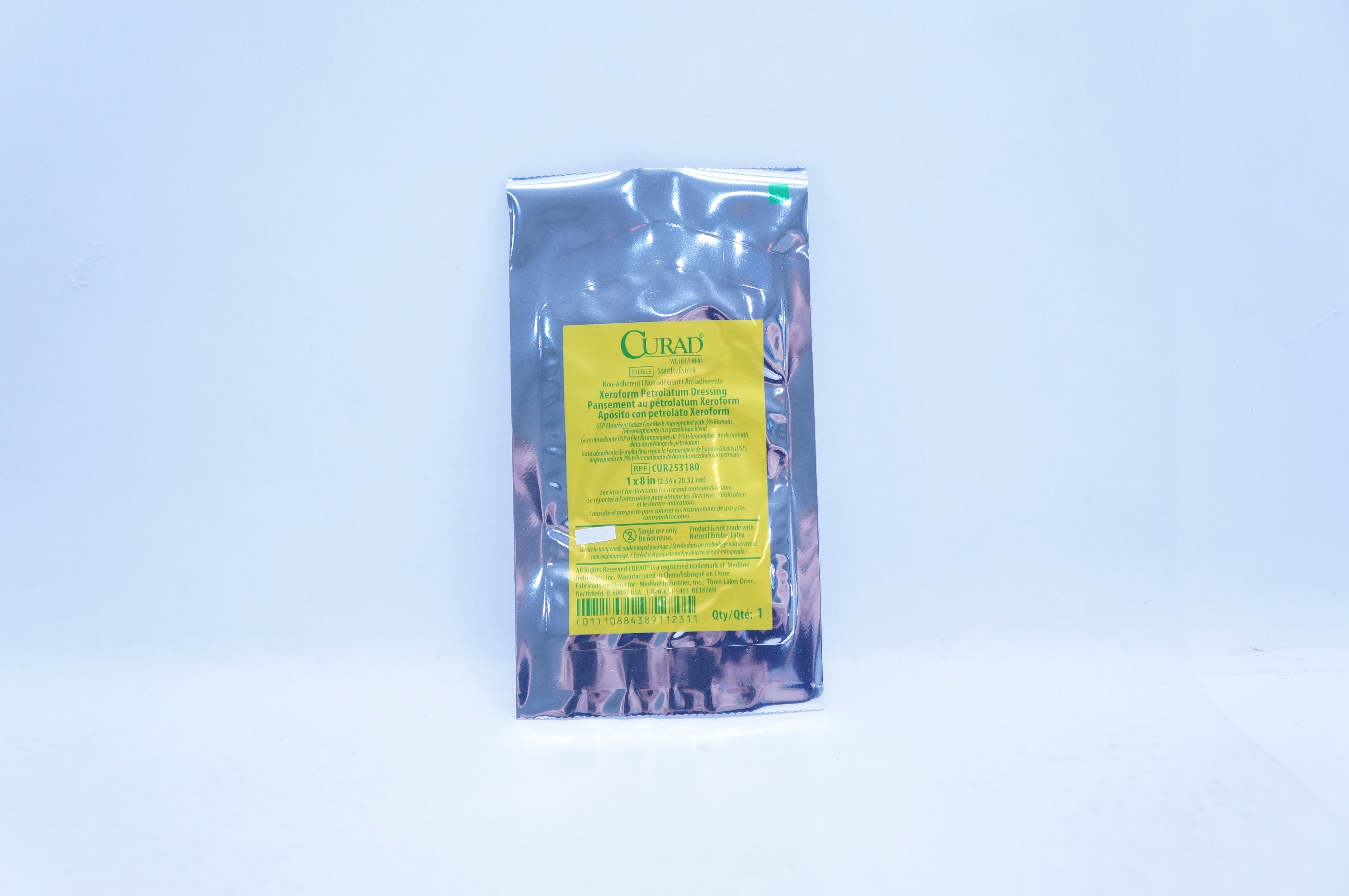 Medline CUR253180 Curad Xeroform Petrolatum Dressing 1 x 8inch