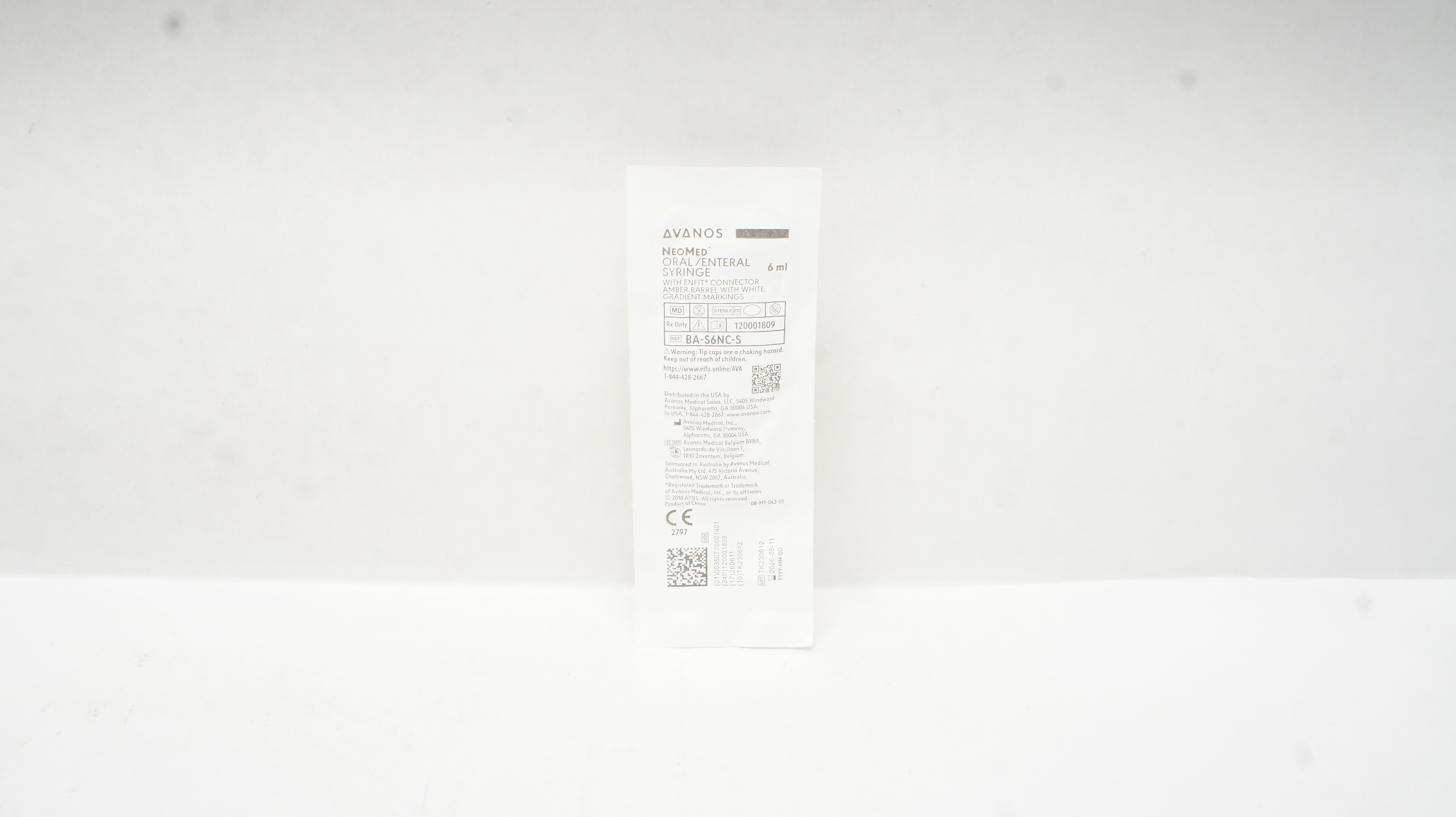 Avanos BA-S6NC-S NeoMed Oral/Enteral Syringe 6ml Amber Barrel