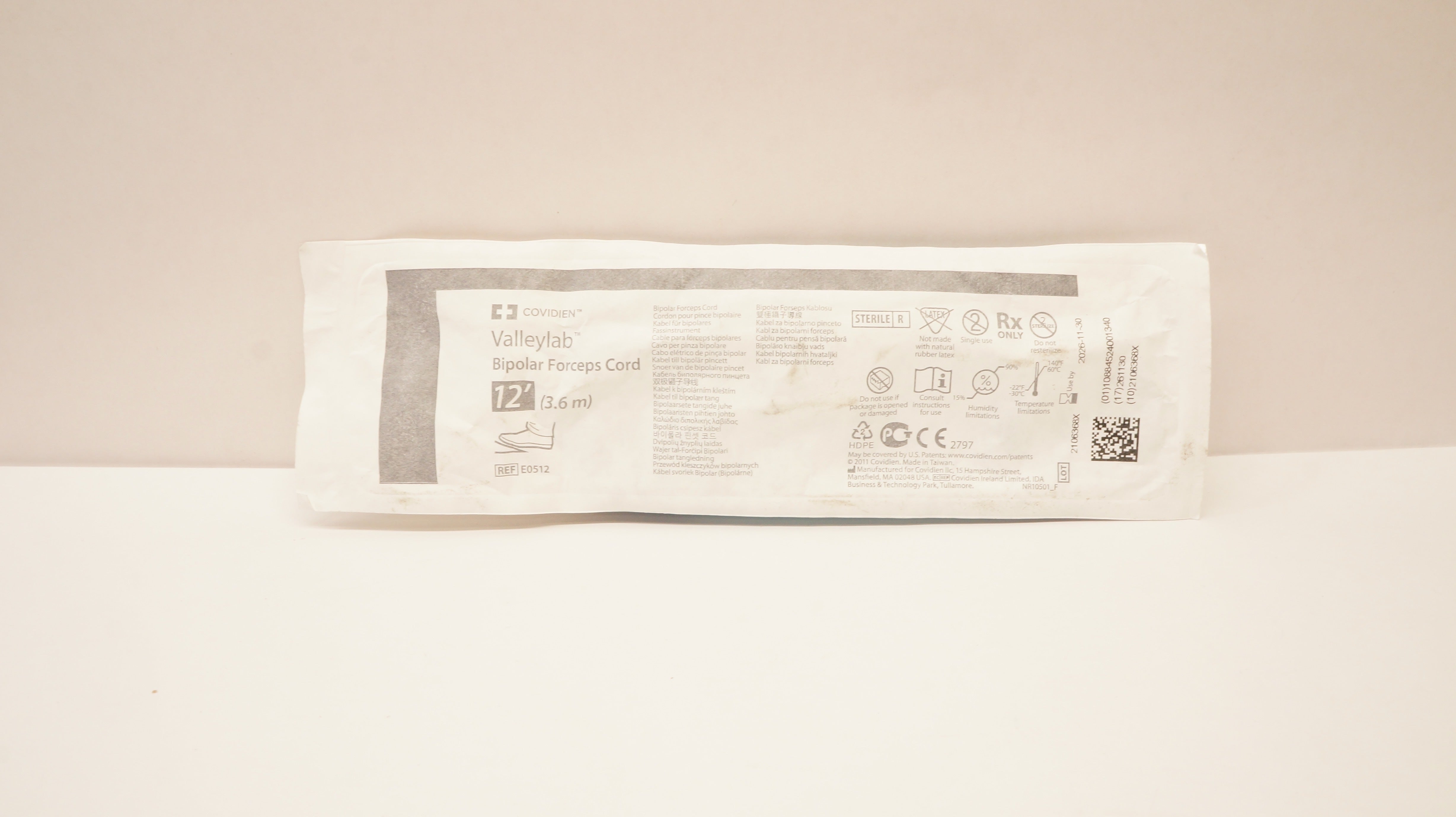 Covidien E0512 Valleylab Bipolar Forceps Cord 12 Ft.