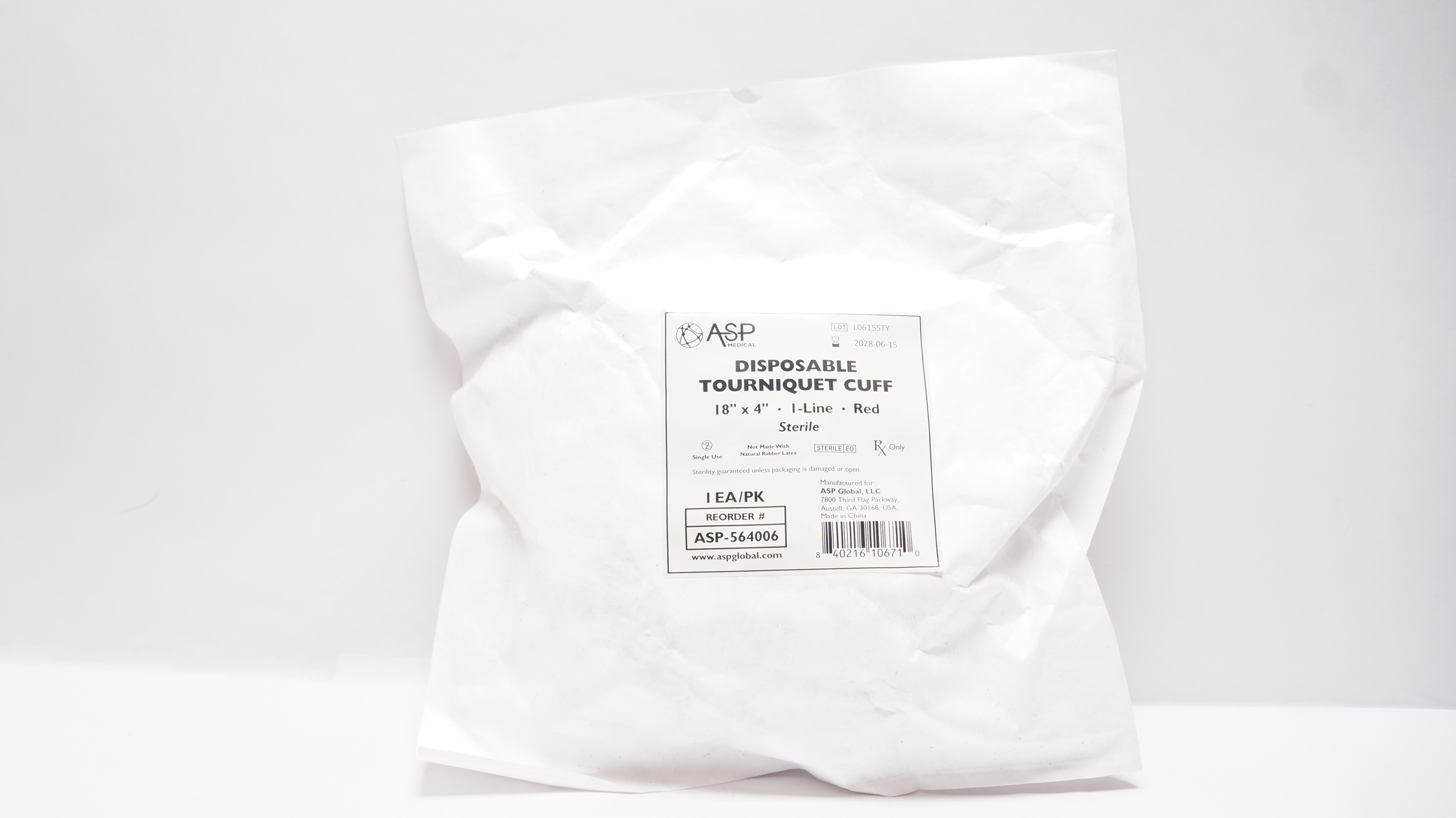 ASP Medical ASP-564006 Disposable Tourniquet Cuff 18 x 4inch, I-Line, Red