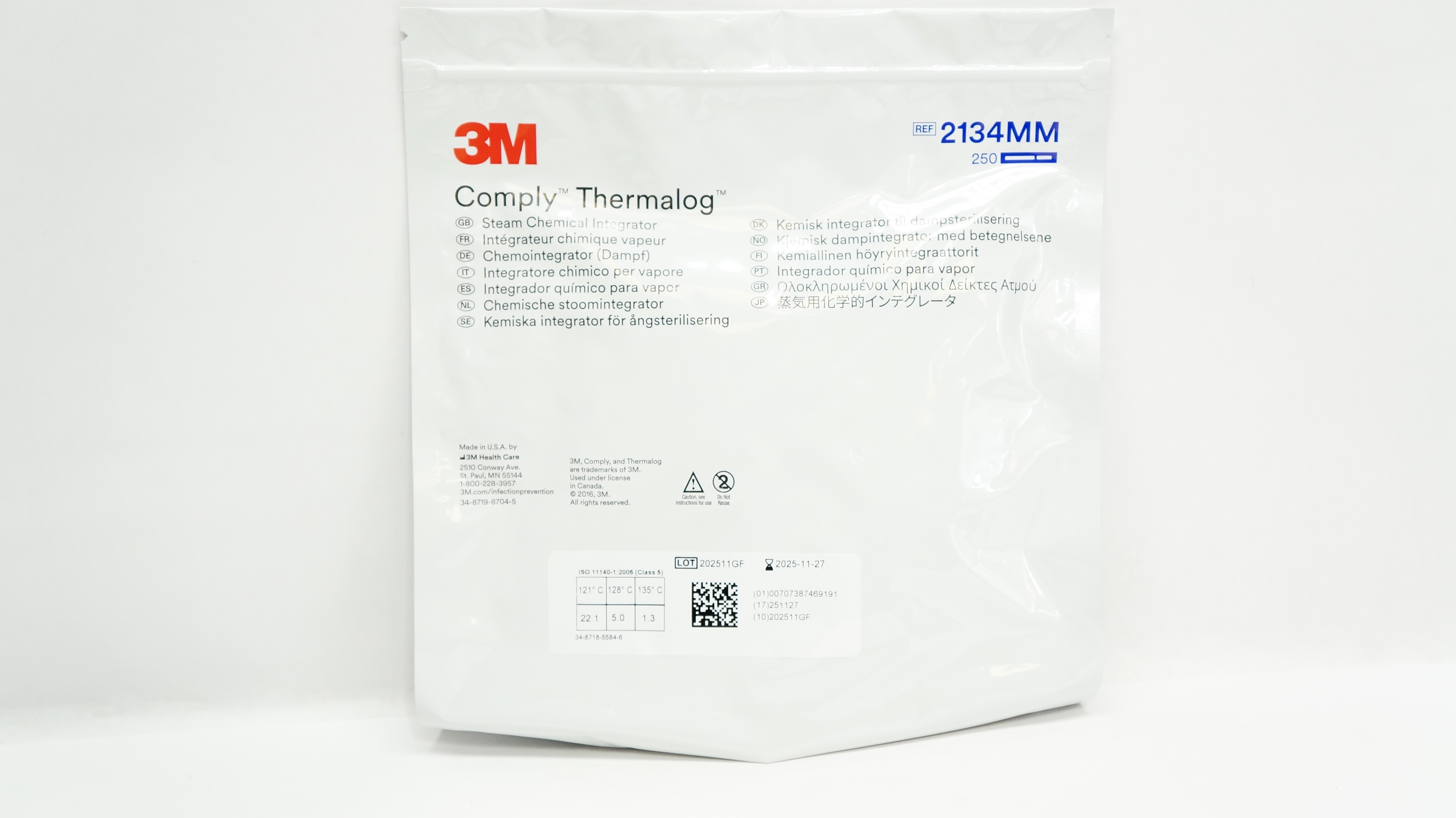 3M 2134MM Comply Thermalog Steam Chemical Integrator - Pack of 250