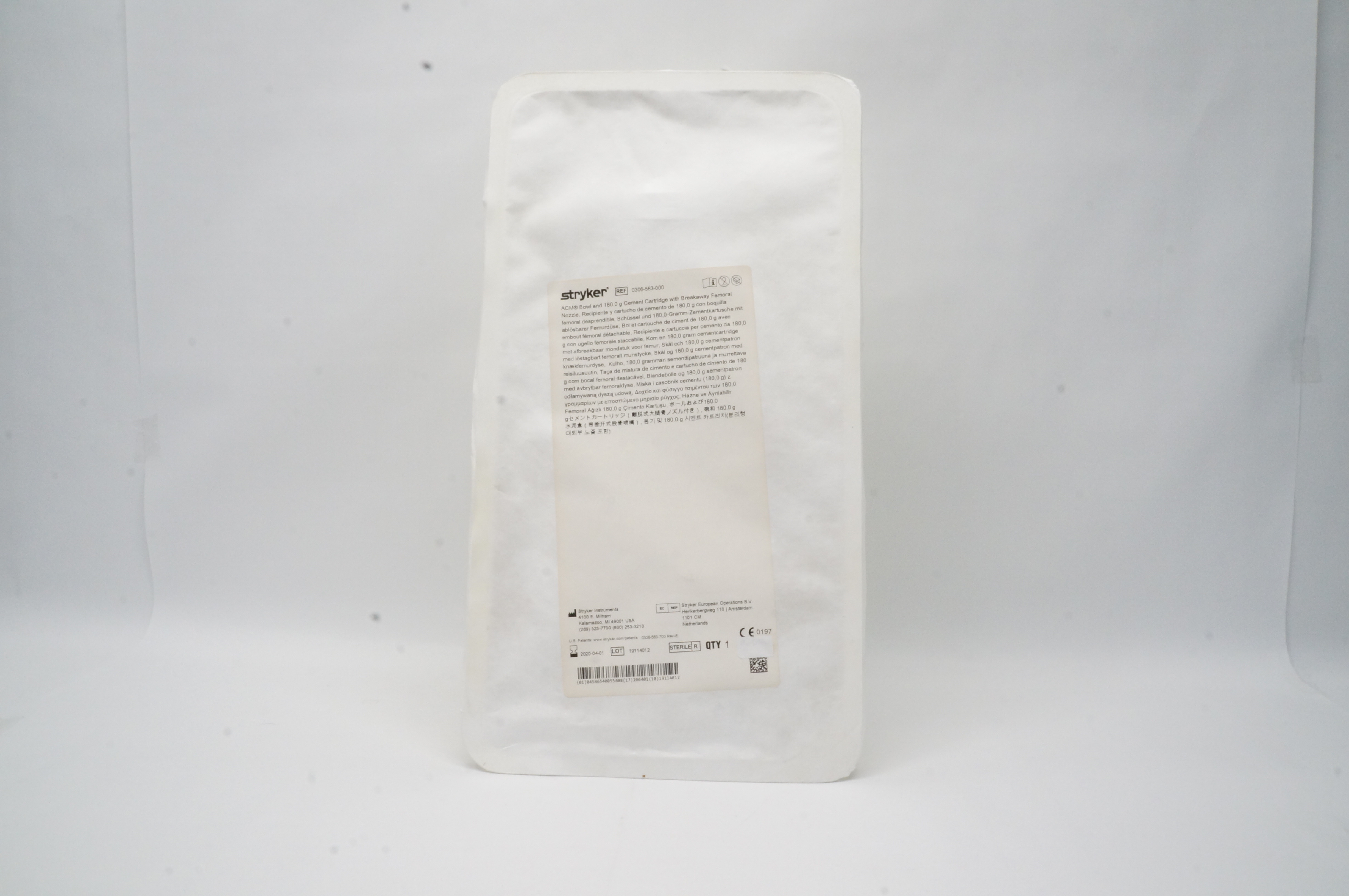 Stryker 0306-563-000 ACM Bowl, Cement Cartridge 180.0g w/Breakaway Femoral (x)