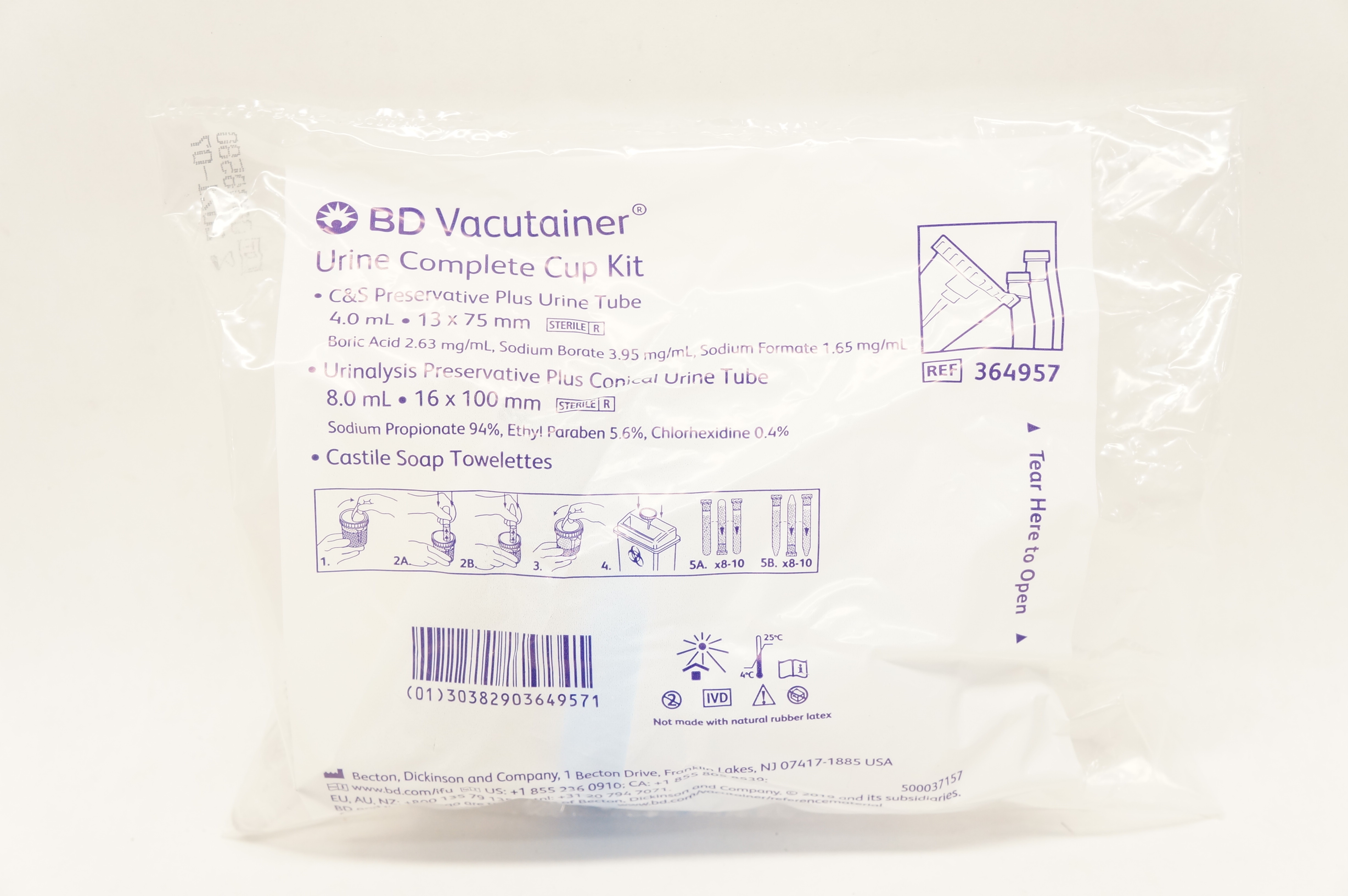 BD 364957 Vacutainer Urine Complete Cup Kit (x)