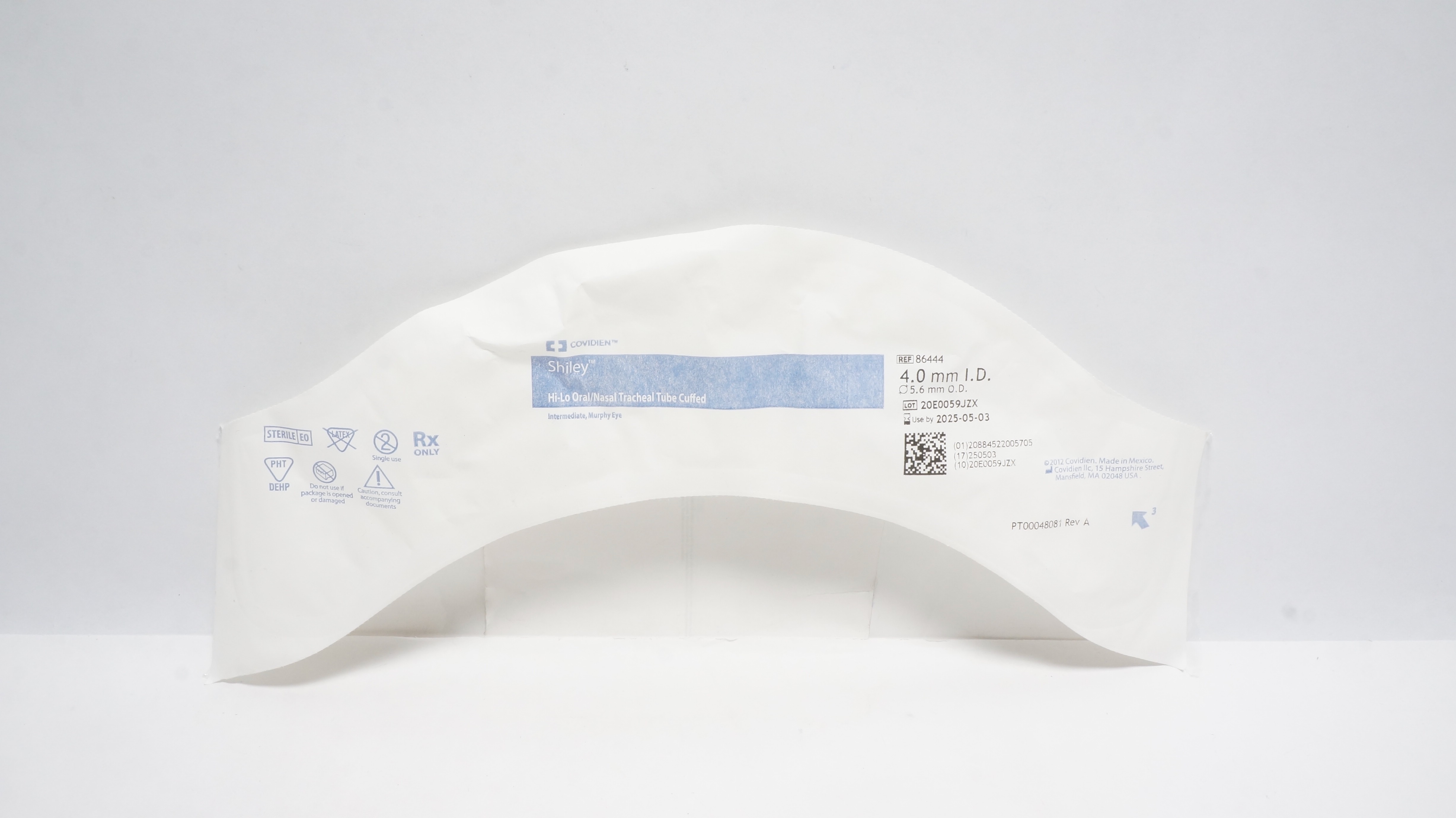 Covidien 86444 Shiley Hi-Lo Oral/Nasal Tracheal Tube Cuffed 4.0 ID x 5.6mm OD(x)