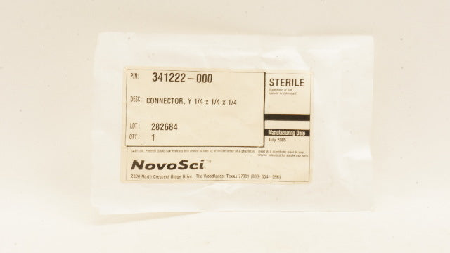 NovoSci 341222-000 Connector, Y 1/4 x 1/4 x 1/4