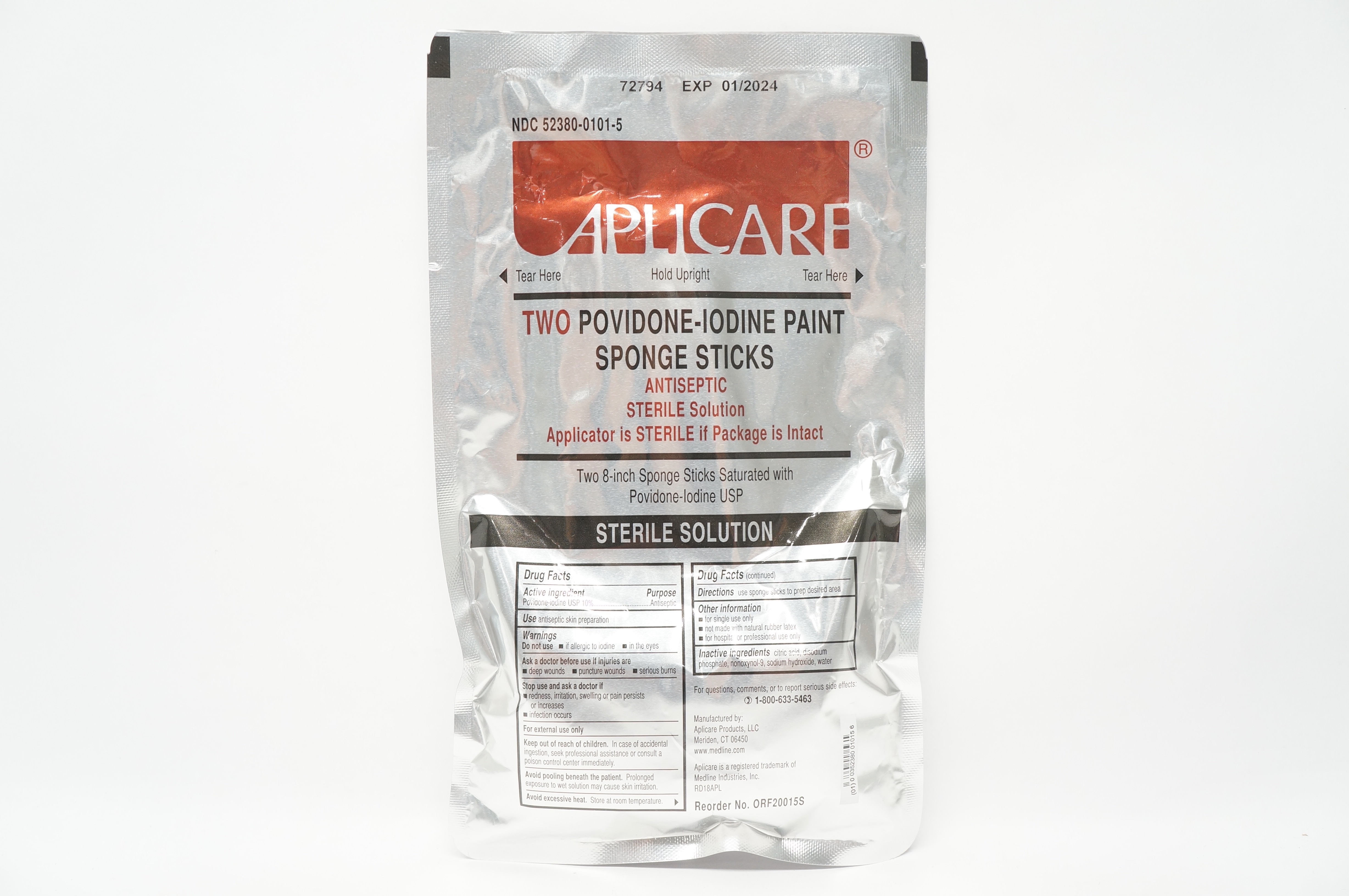 Aplicare ORF20015S Two Povidone-Iodine Paint Sponge Sticks 8inch