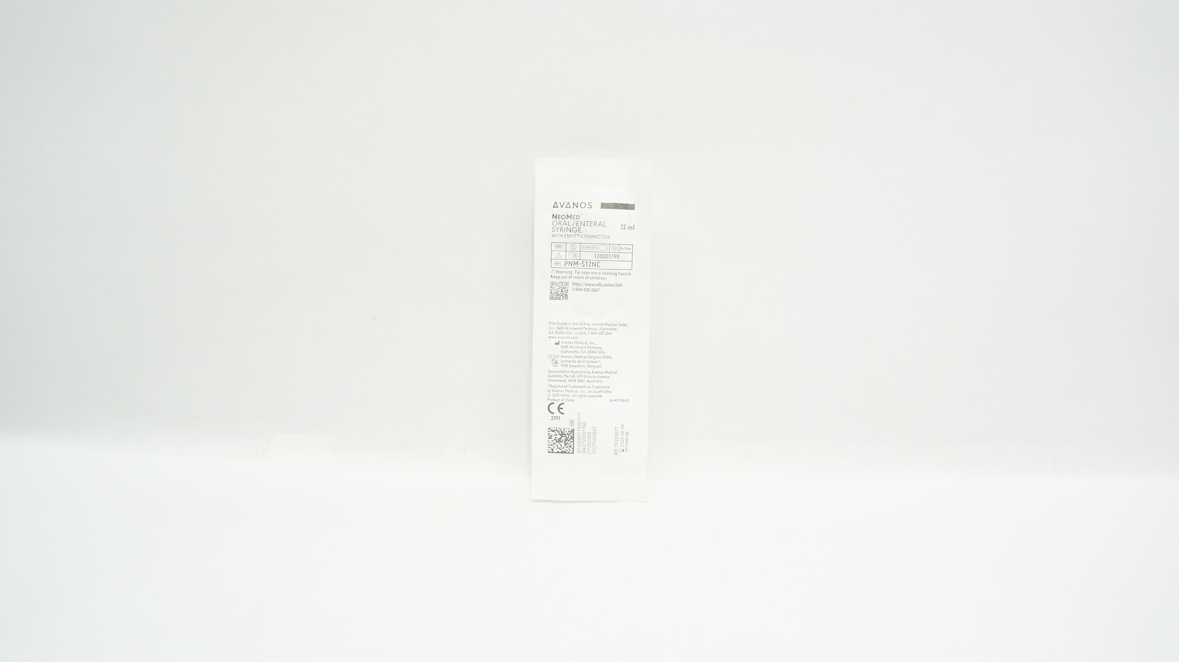 Avanos PNM-S12NC NeoMed Oral/Enteral Syringe with ENFIT Connector 12mL