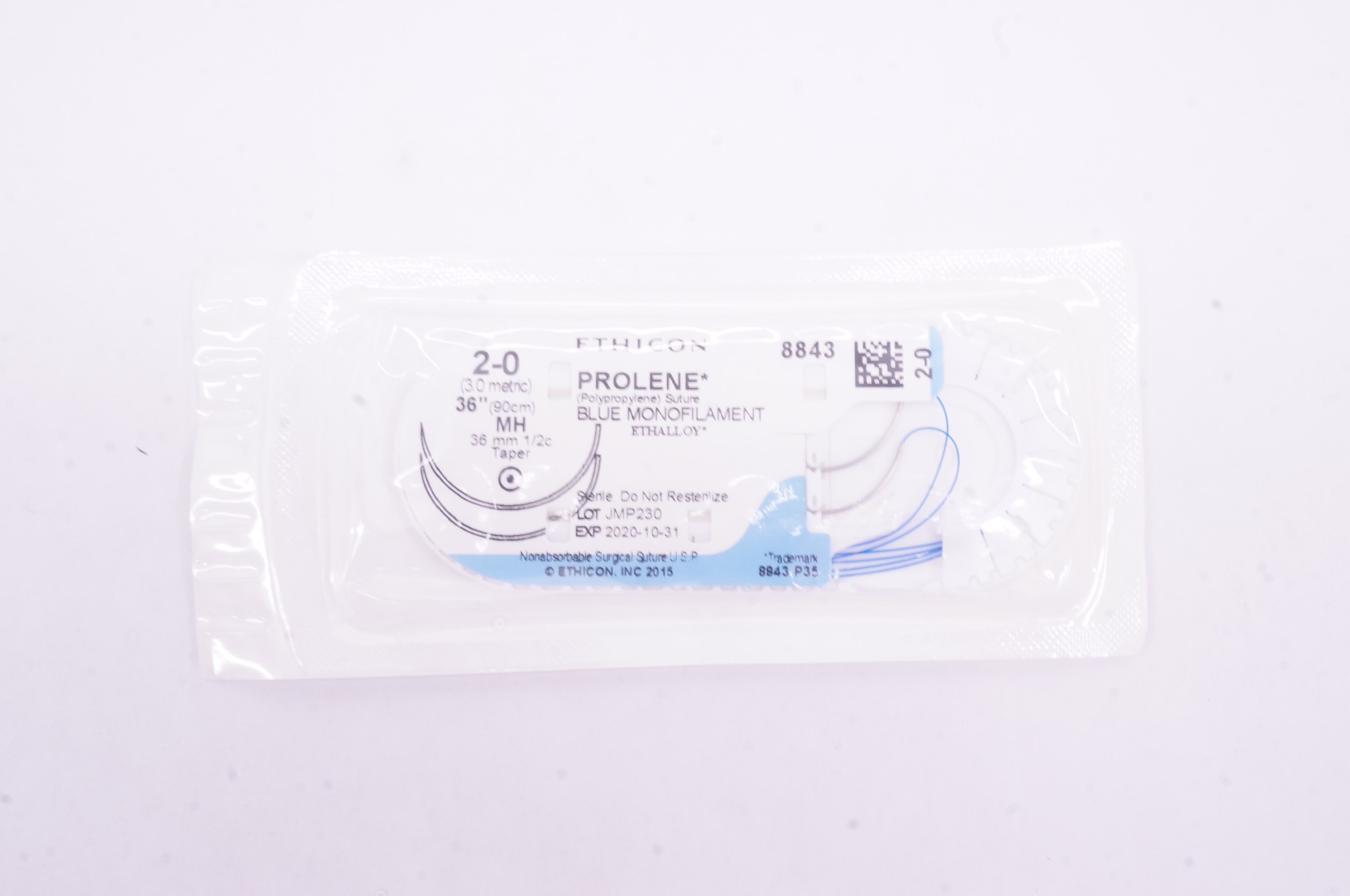 Ethicon 8843 2-0 Prolene Polypropylene Stre MH 36mm 1/2c Taper, 36 inch (x)