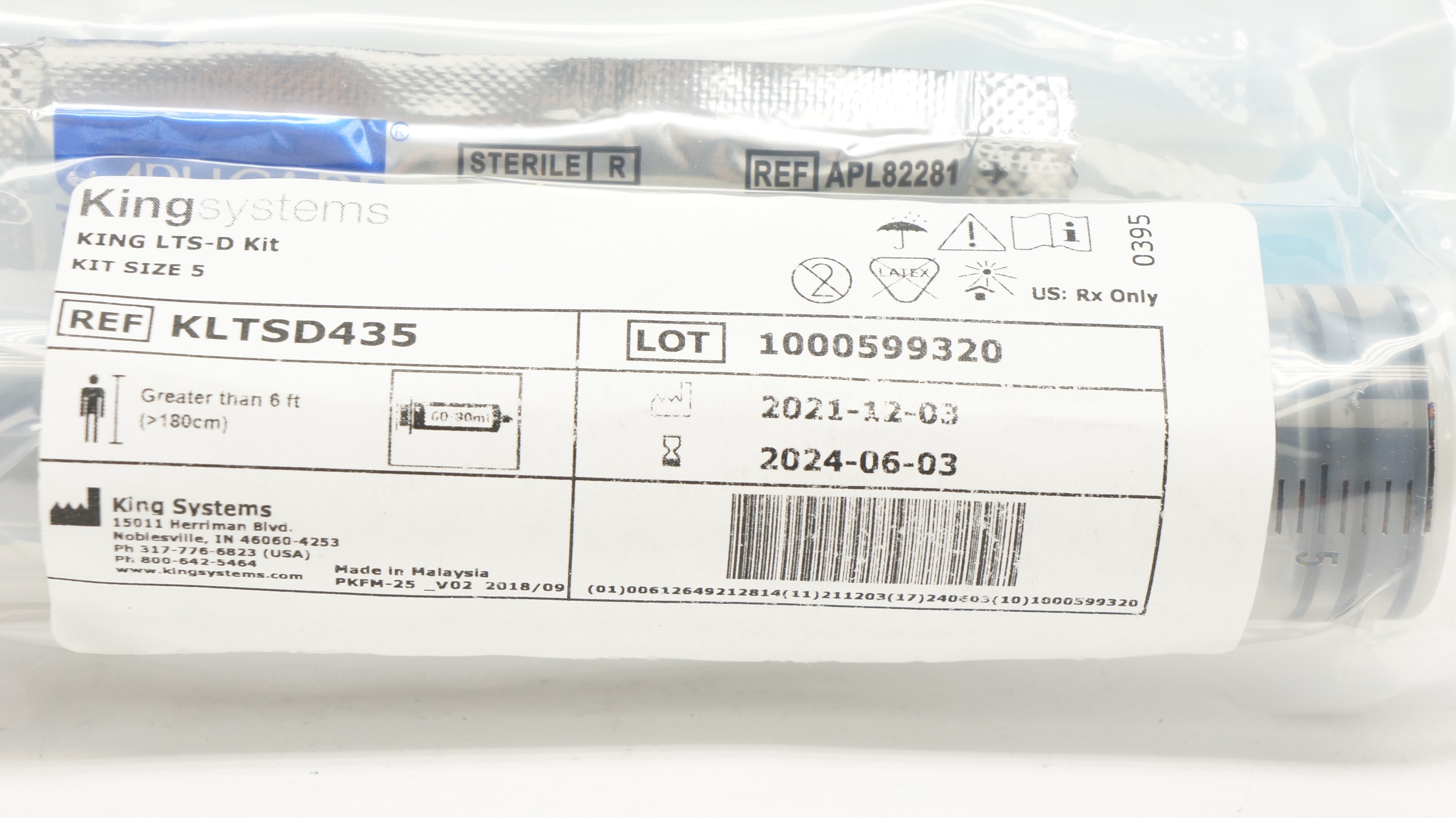 King Systems KLTSD435 King LTS-D Kit Size 5, >6ft. 60-80ml (x)