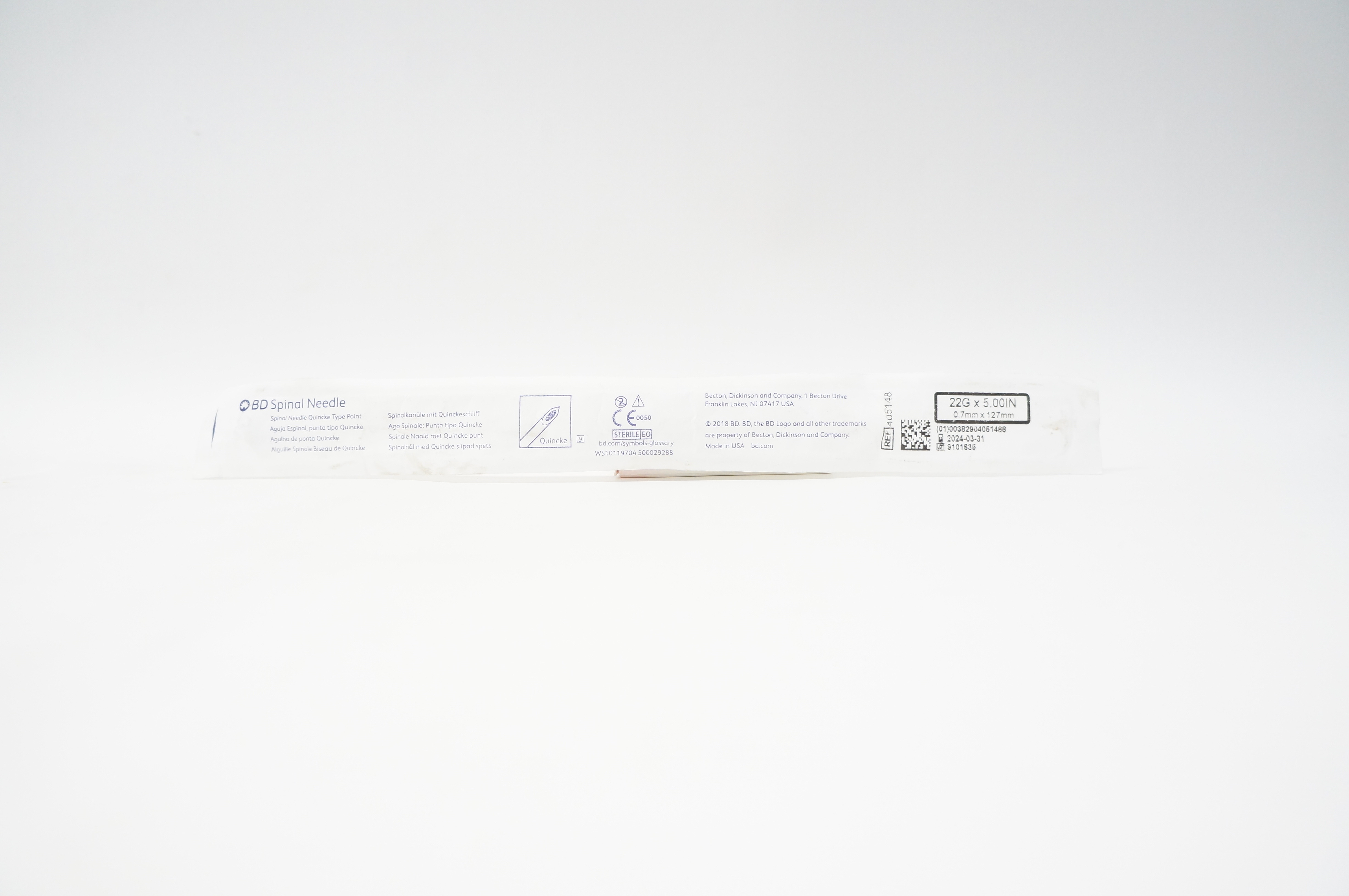 BD 405148 Spinal Ndle Quincke 22G x 5inch