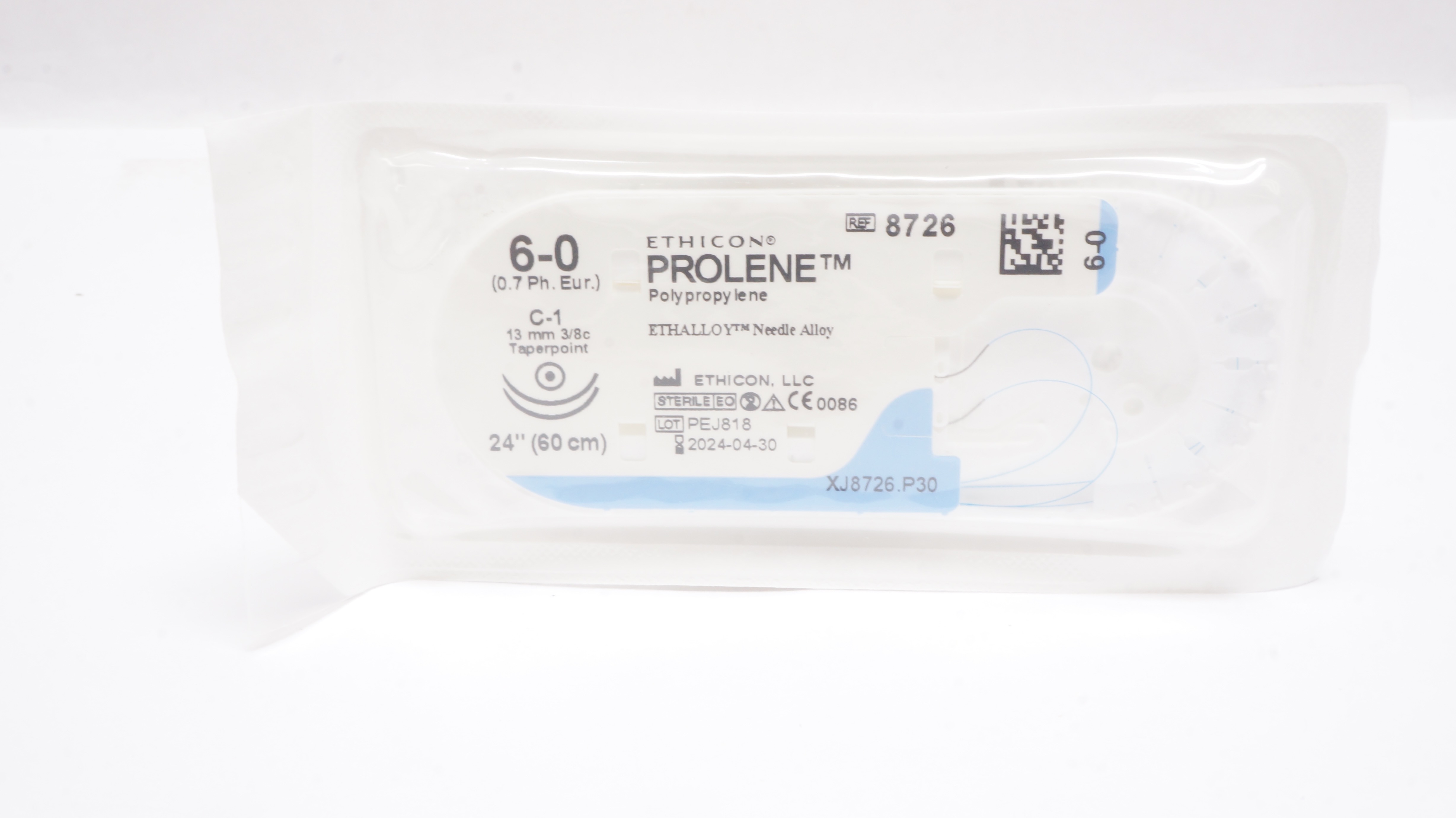 Ethicon 8726 6-0 Prolene Stre C-1 13mm 3/8c Taperpoint 24inch