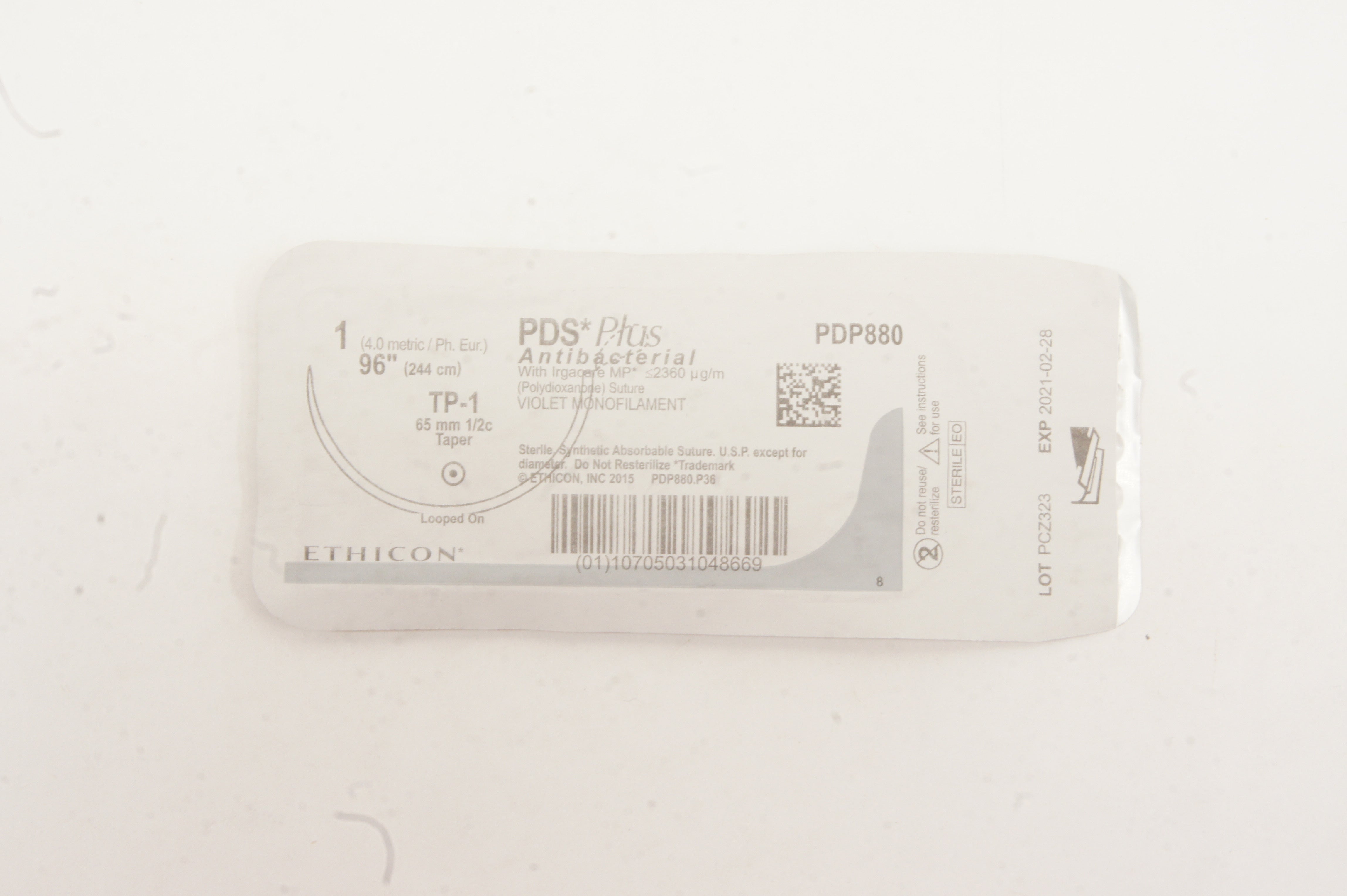 Ethicon PDP880 1 PDS Plus TP-1 65mm 1/2c Taper 96inch (x)