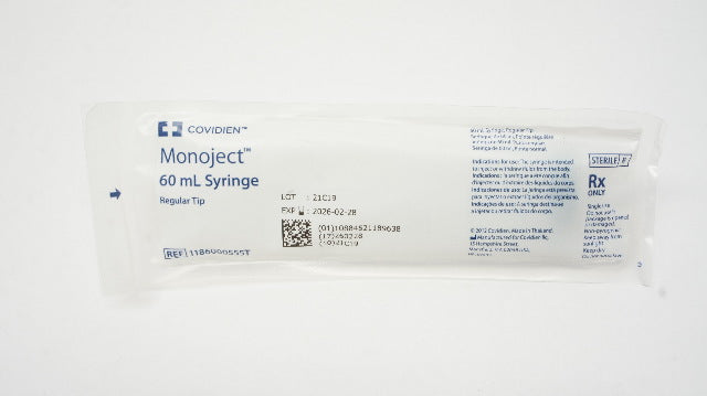 Covidien 1186000555T Monoject Regular Luer Tip Syringe 60mL