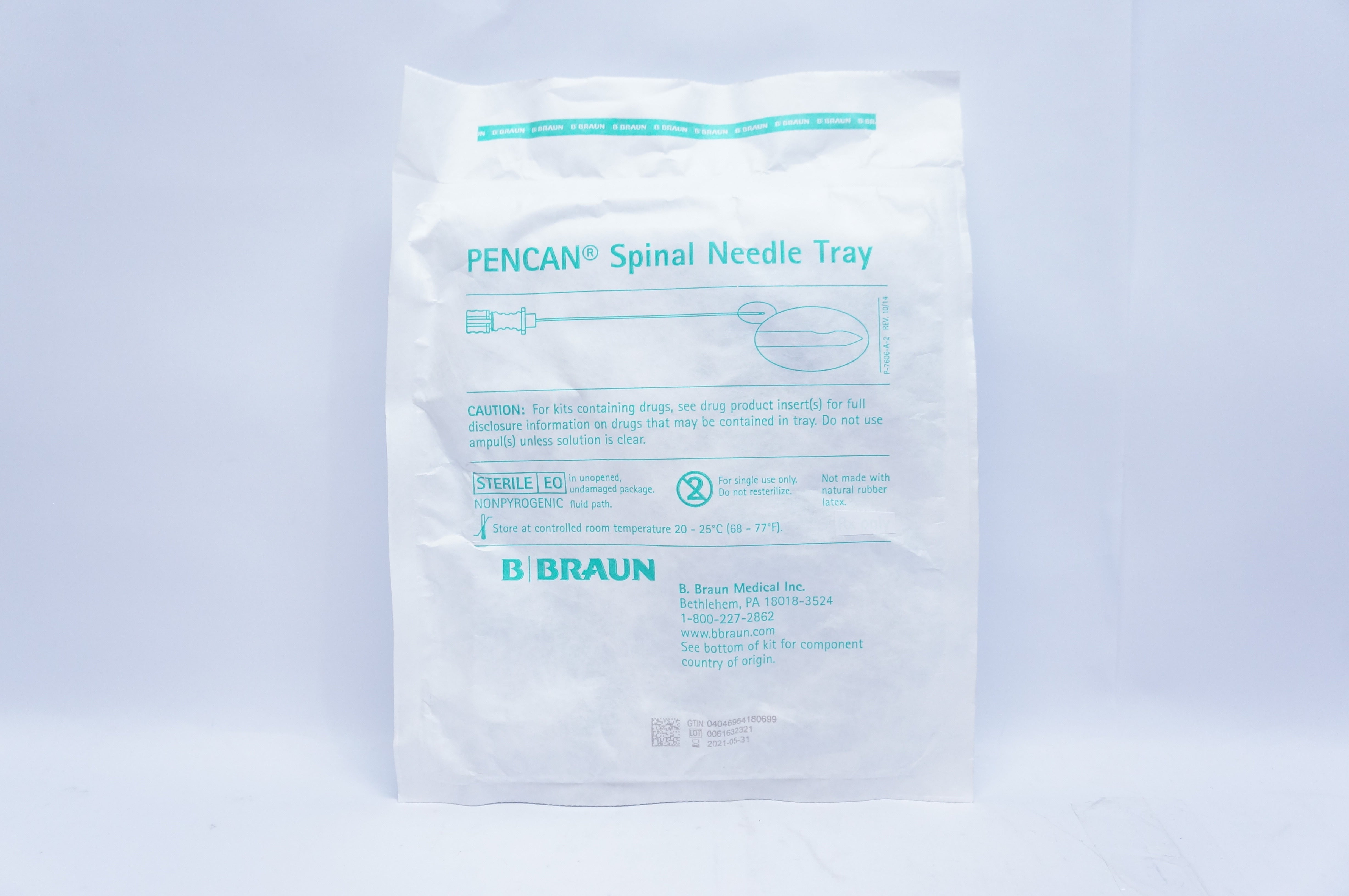 Braun 333858 PENCAN Spinal Ndle Basic Support Tray 25Ga. x 3-1/2inch