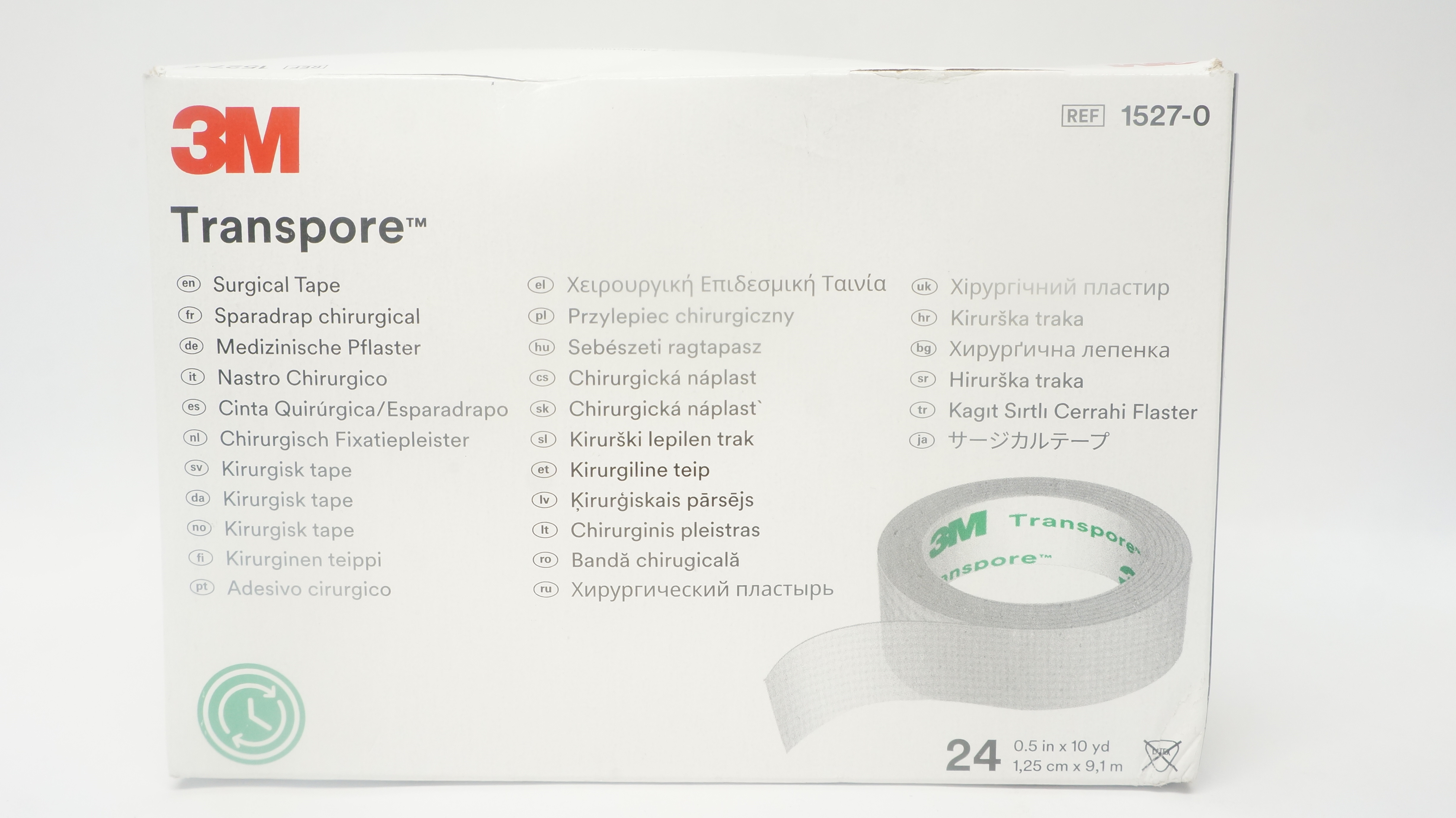3M 1527-0 Transpore Surgical Tape 0.5inch x 10yd - Box of 24