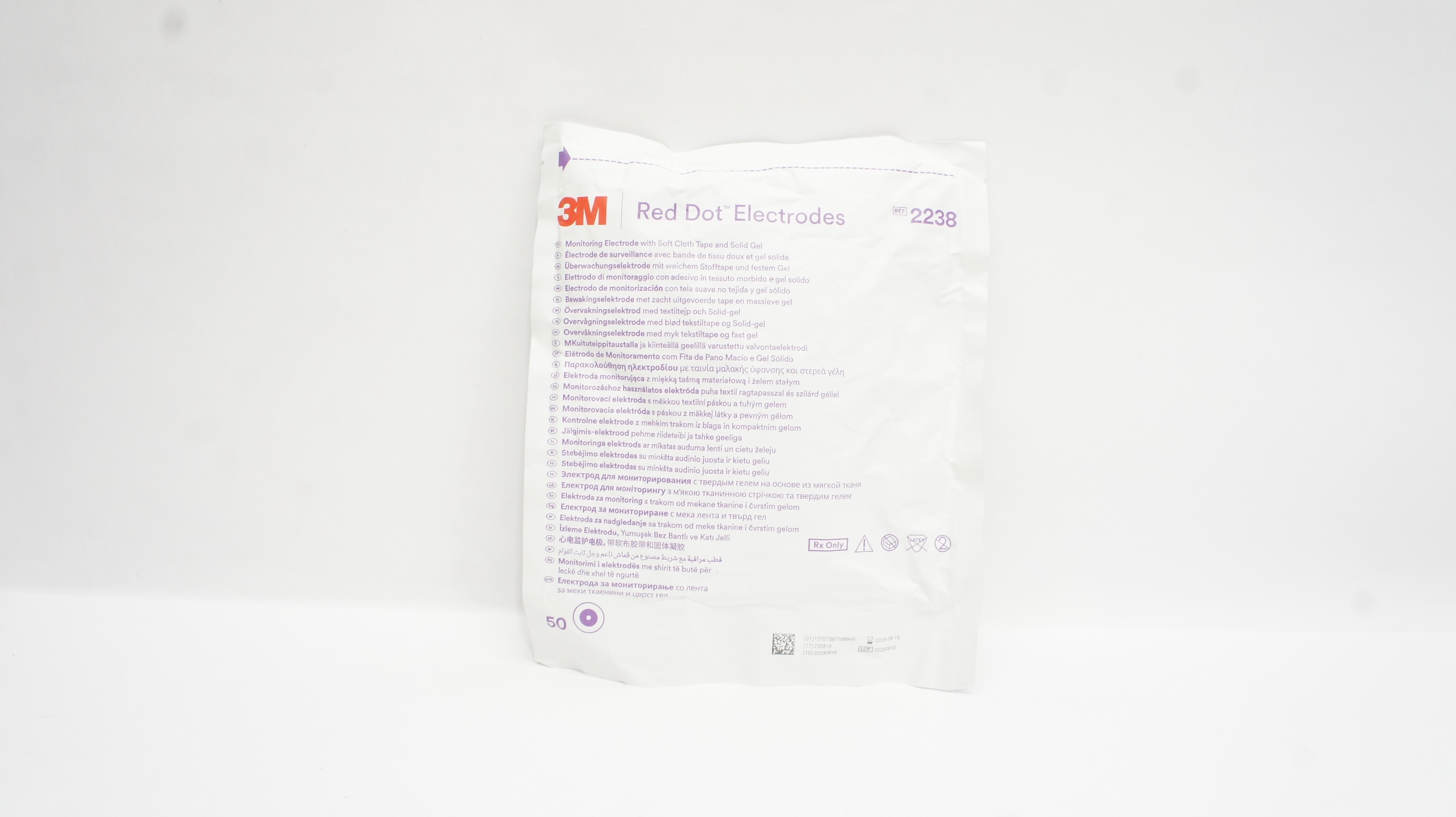 3M 2238 Red Dot Monitoring Electrode W/Soft Cloth & Solid Gel Pack of 50 (x)