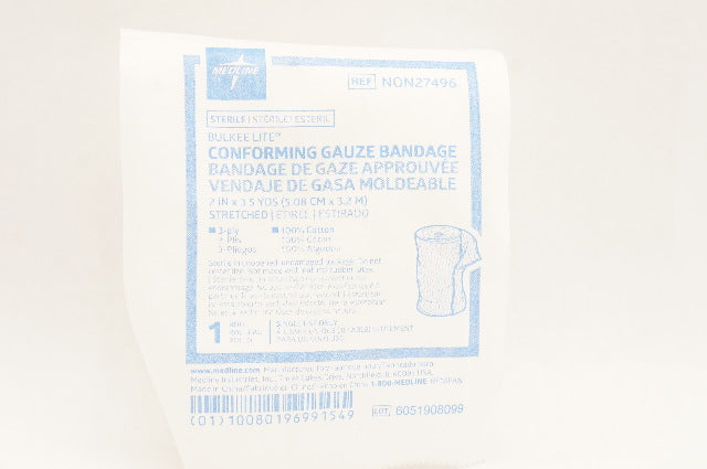 Medline NON27496 Bulkee Lite Conforming Gauze Bandage 2inch x 3.5 yds 3-Ply