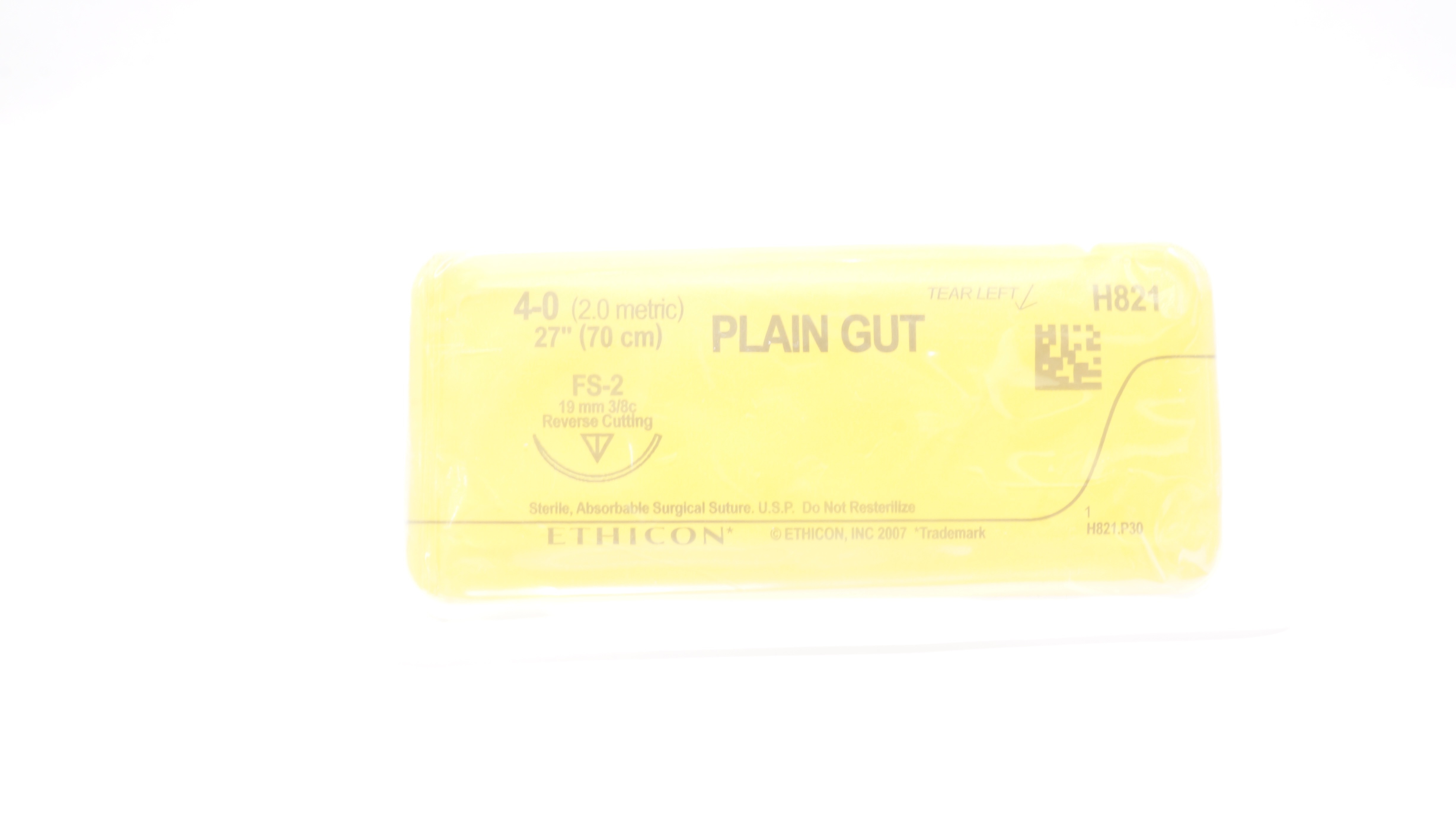 Ethicon H821 4-0 PLAIN GUT Surgical Stre FS-2 19mm 3/8c ReverseCutting 27In