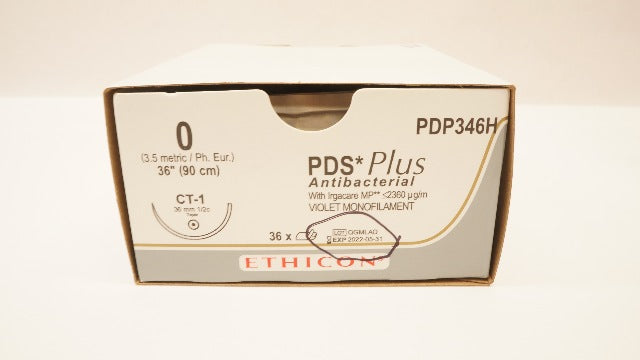Ethicon PDP346H 0 PDS Plus, CT-1, 36mm 1/2c Taper, 36inch (x) - Box of 27