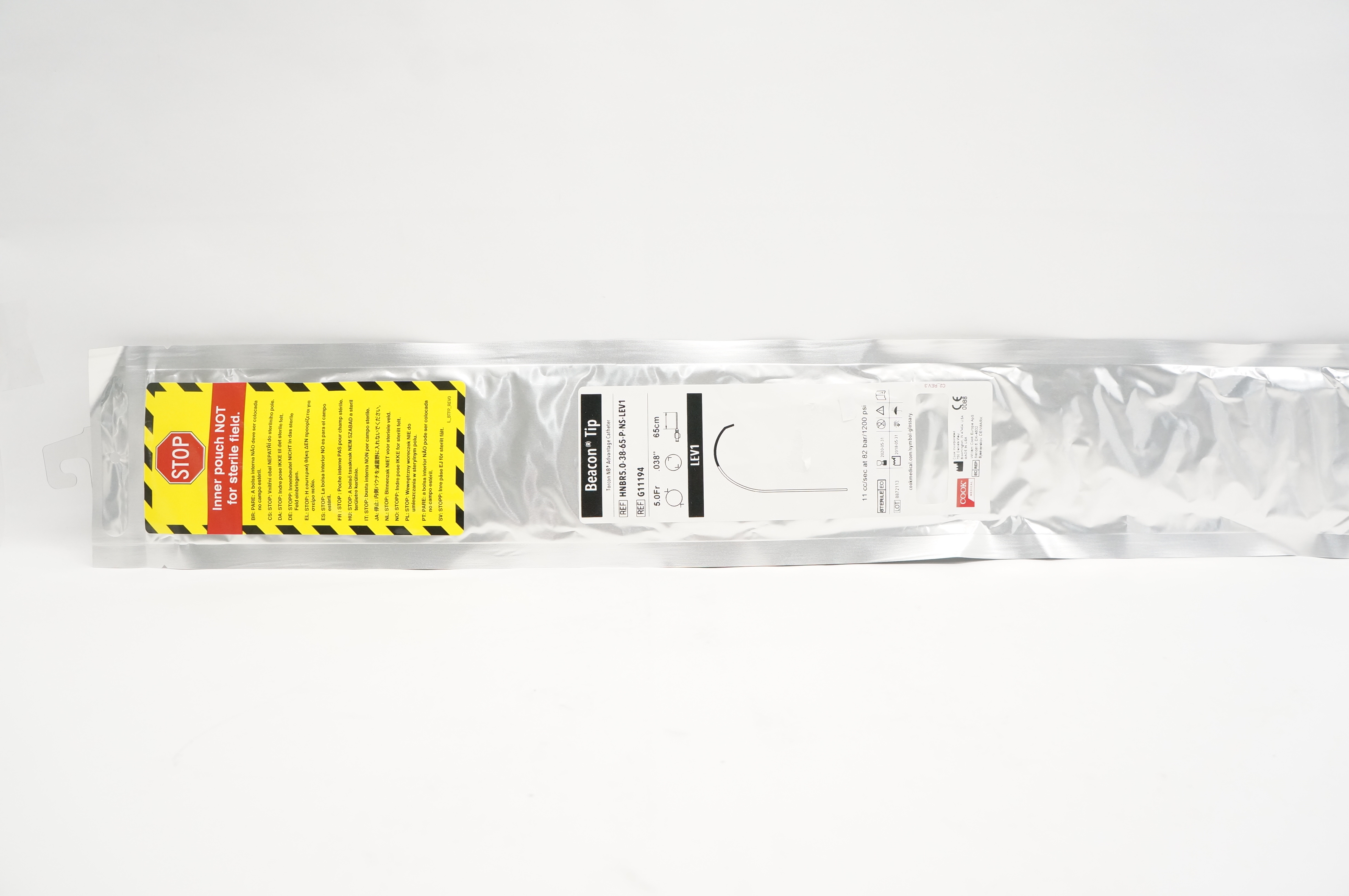 Cook Medical G11194 Beacon Tip Torcon NB Advantage Cath. LEV1 5.0F x 65cm (x)