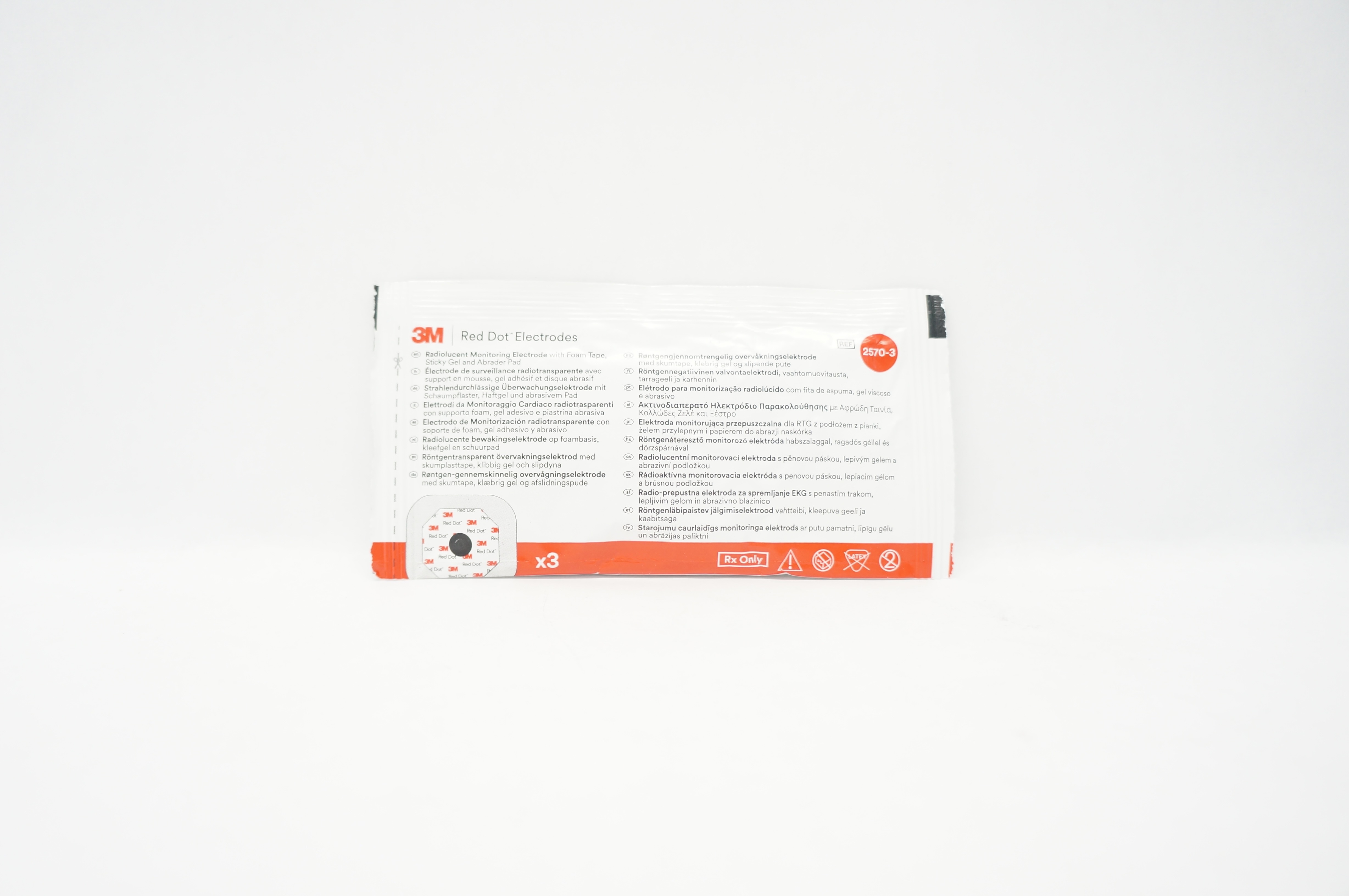 3M 2570-3 Red Dot Radiolucent Monitoring Electrode (x) - Pack of 3