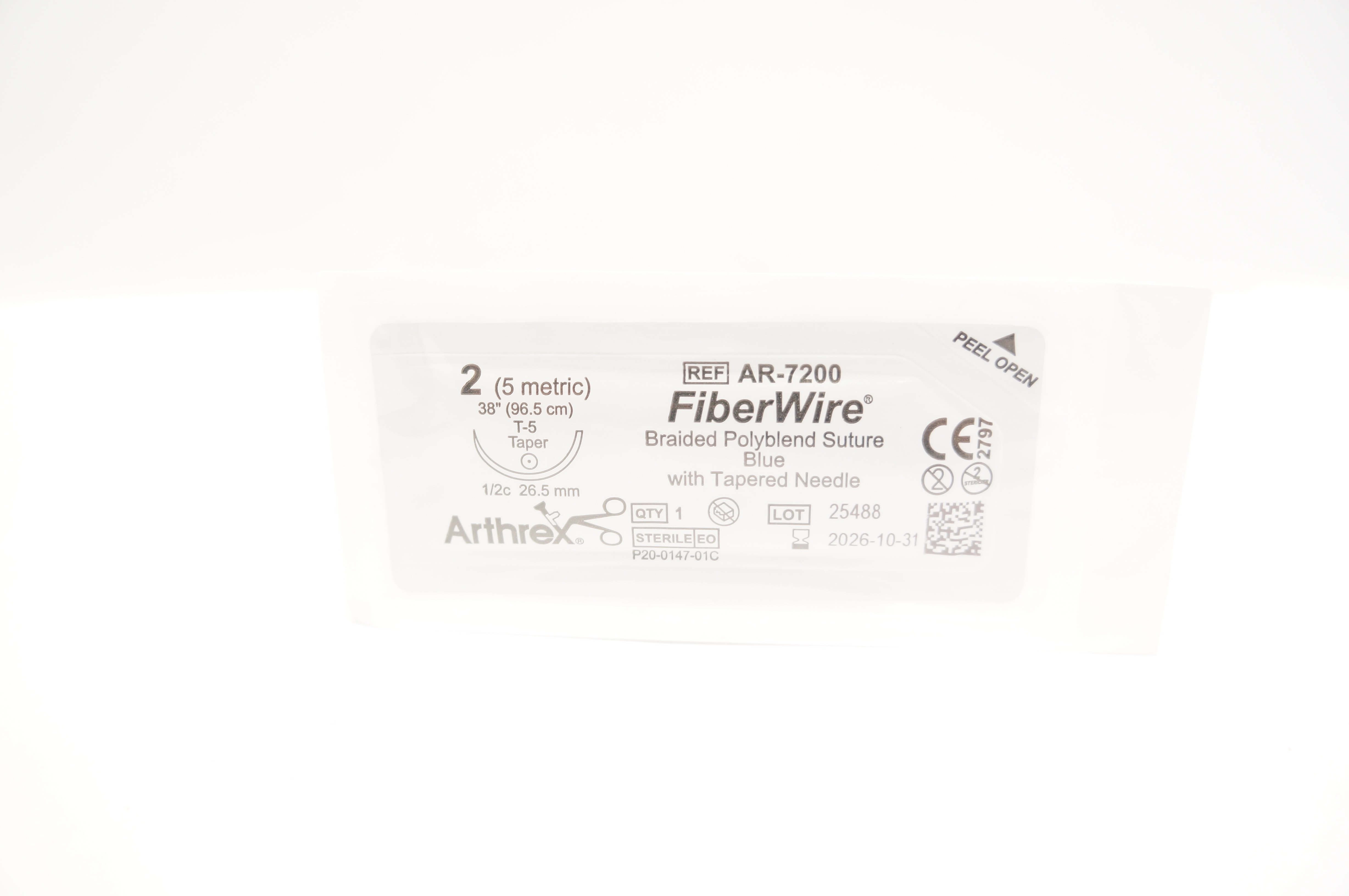 Arthrex AR-7200 2 Braided Polyblend Blue Stre T-5 Taper 1/2c 26.5mm, 38inch