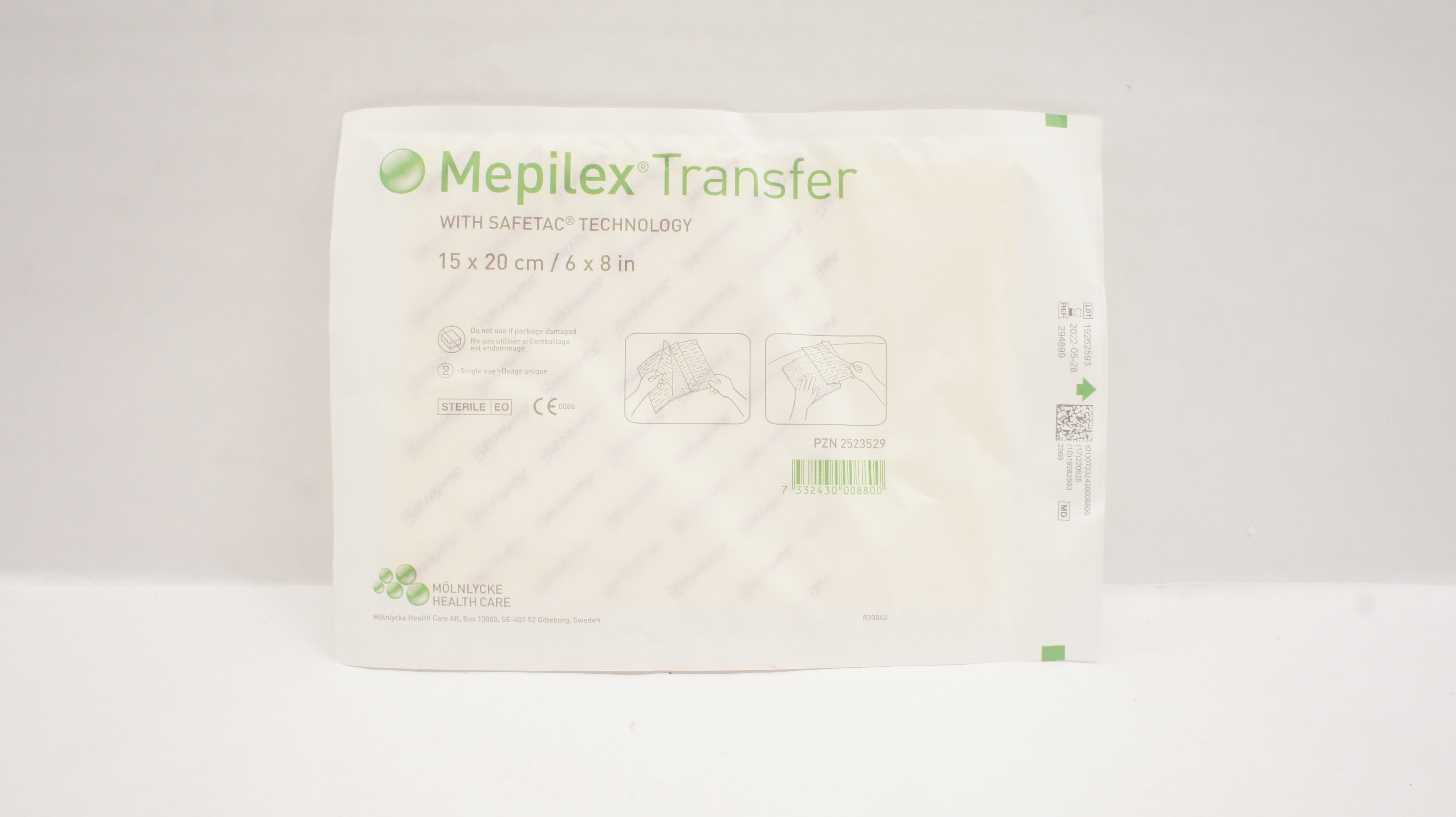 Molnlycke 294899 Mepilex Transfer Soft Silicone Exudate Dressing 6 x 8 inch (x)