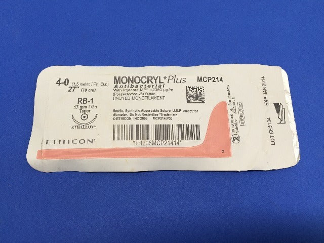 Ethicon MCP214 MONOCRYL Plus, RB-1, 27