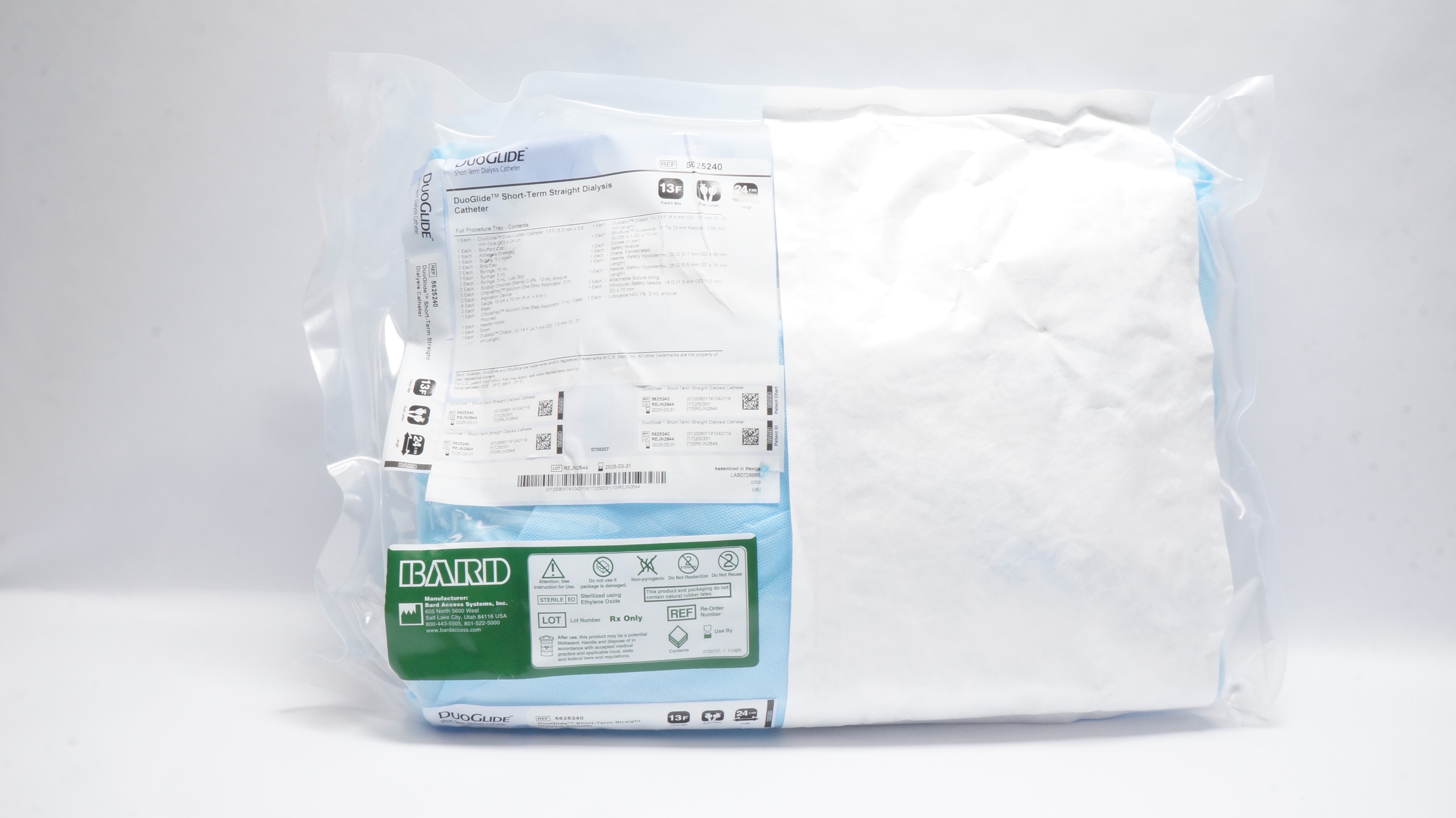 Bard 5625240 DuoGlide Short-Term Straight Dialysis Cath. 13F x 24cm