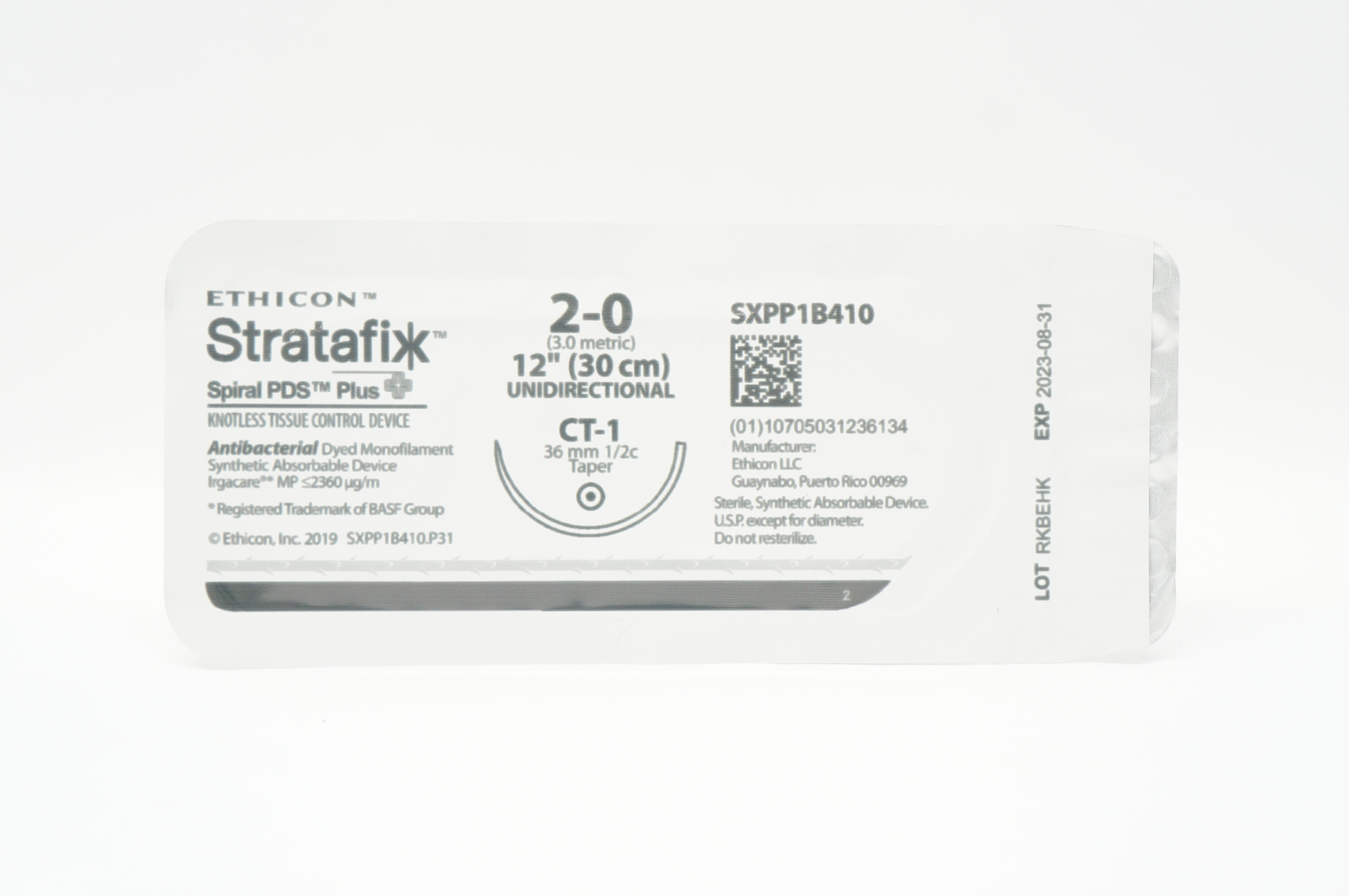 Ethicon SXPP1B410 2-0 Stratafix Spiral PDS Plus CT-1 36mm 1/2c Taper, 12inch