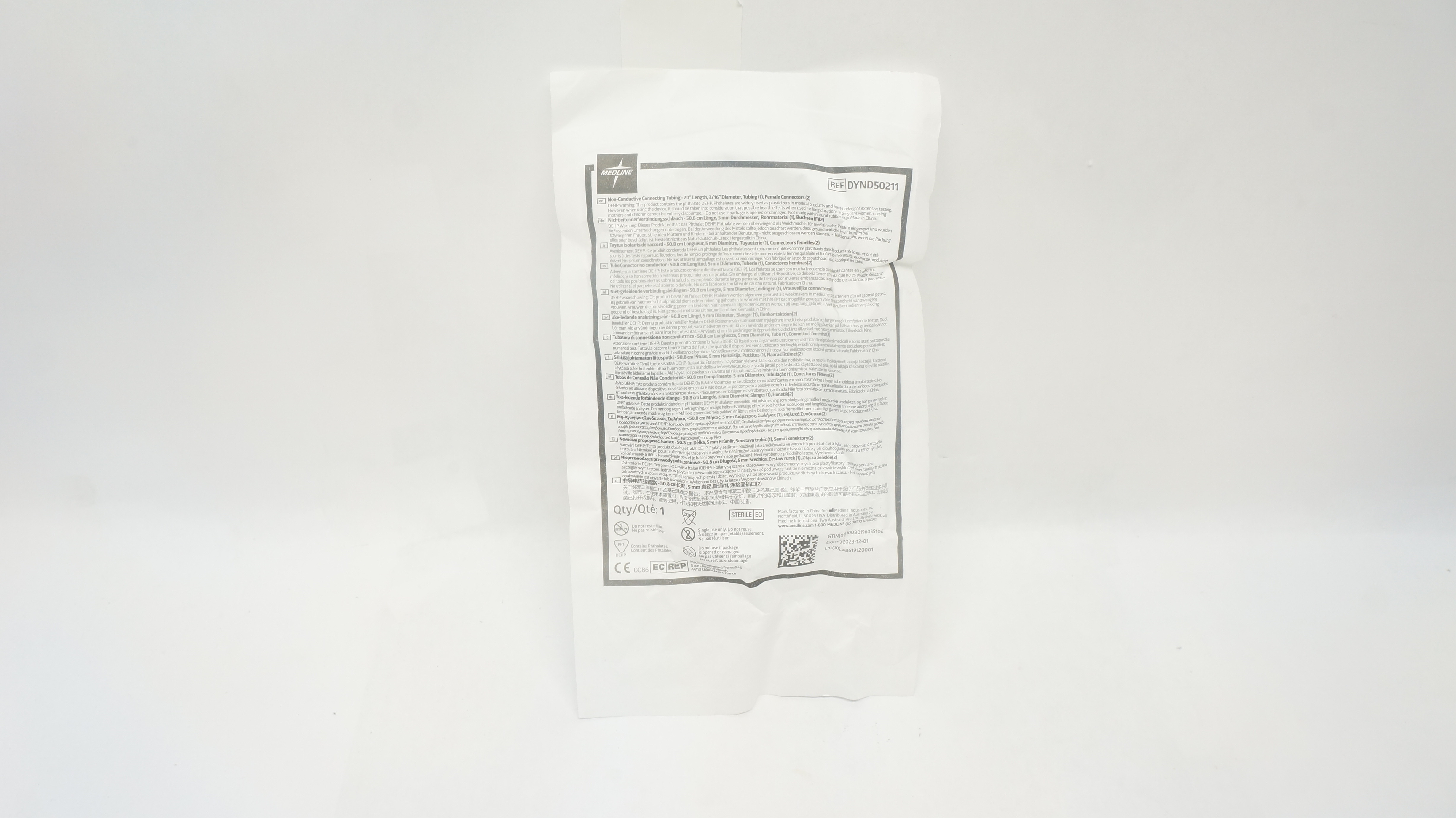 Medline DYND50211 Non Conductive Connecting Tubing 20inch x 3/16inch (x)