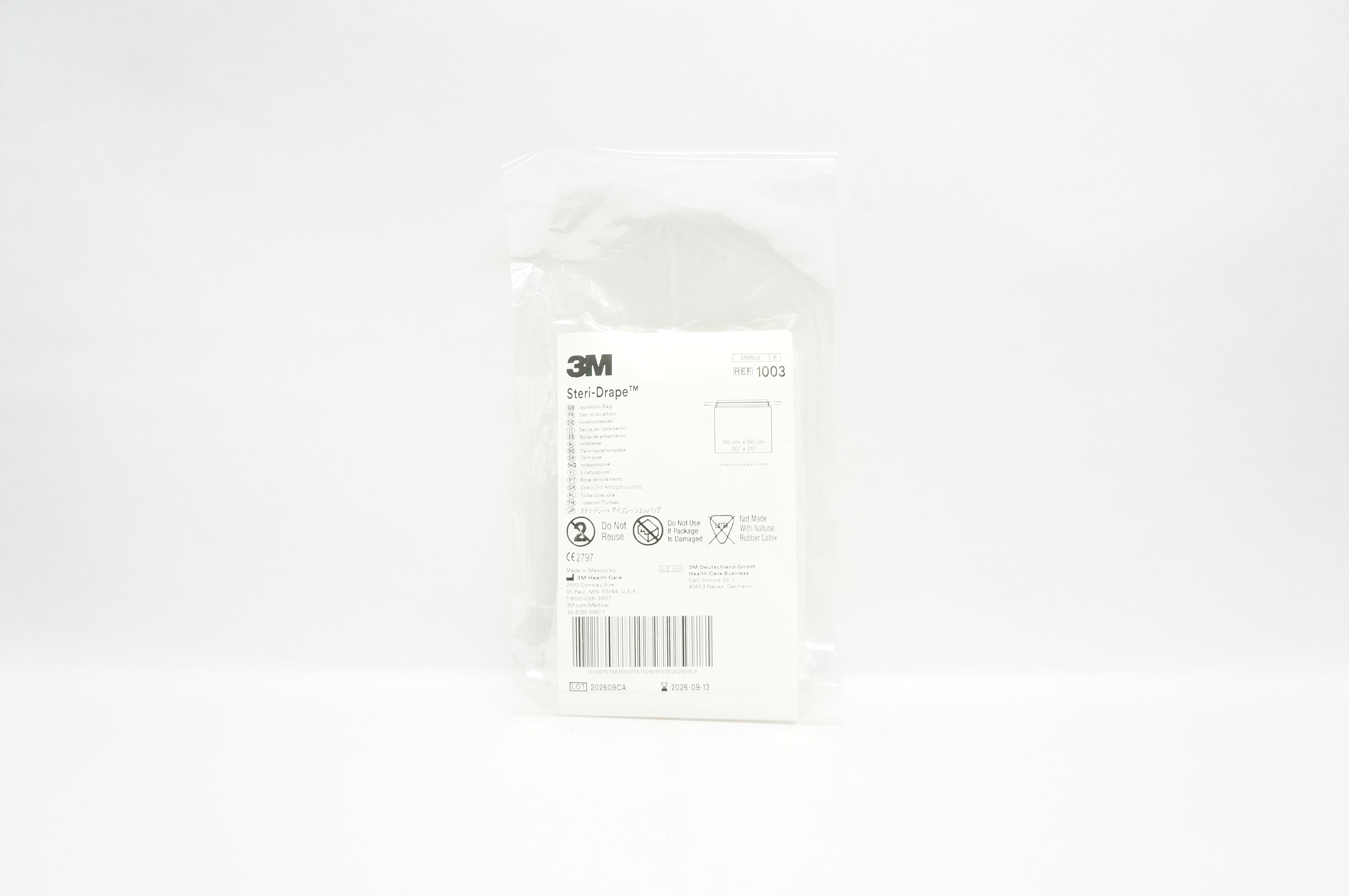3M 1003 Steri-Drape Isolation Bag 20inch x 20inch