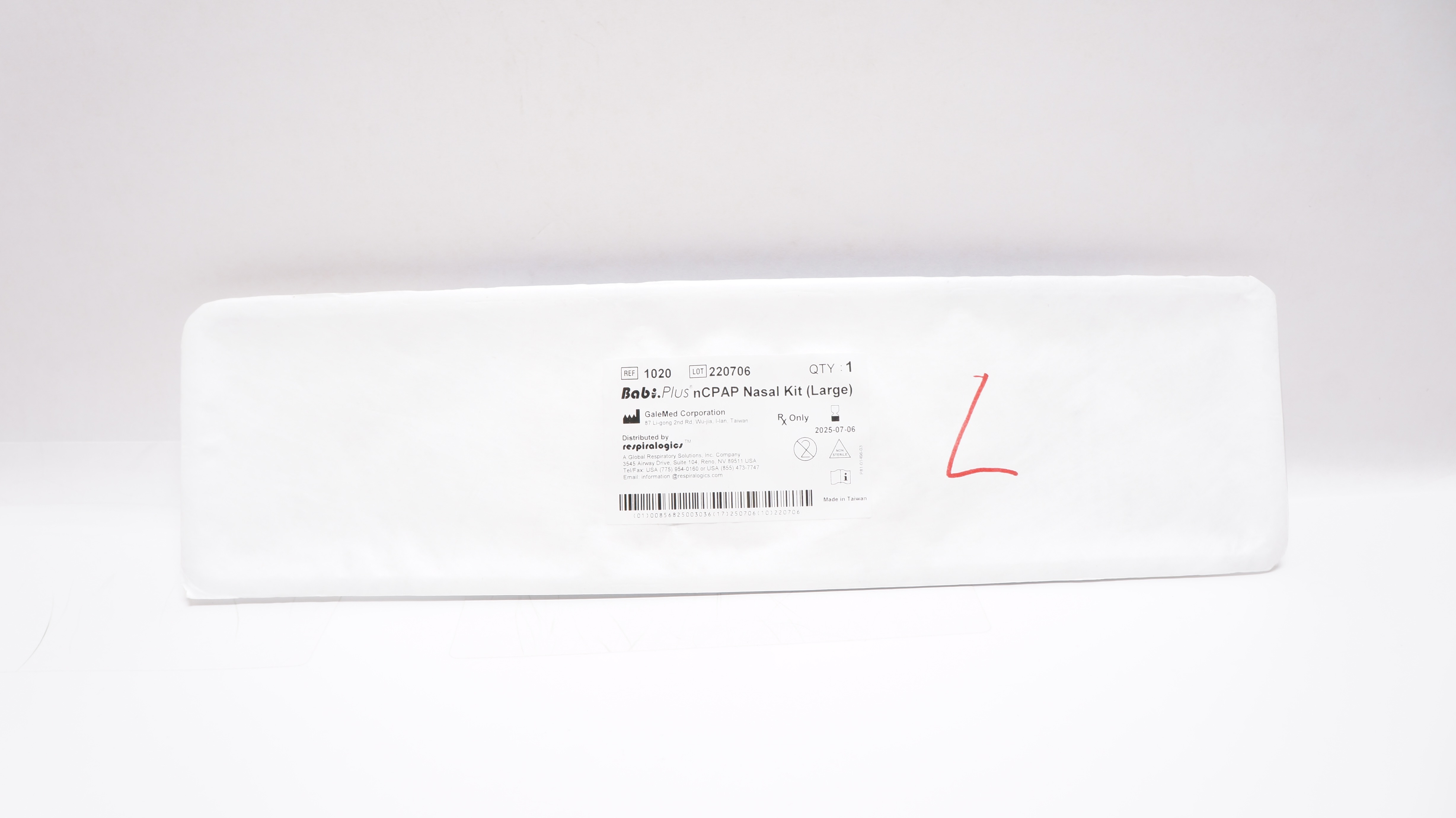 GaleMed 1020 Respiralogics Babi.Plus nCPAP Nasal Kit, Large