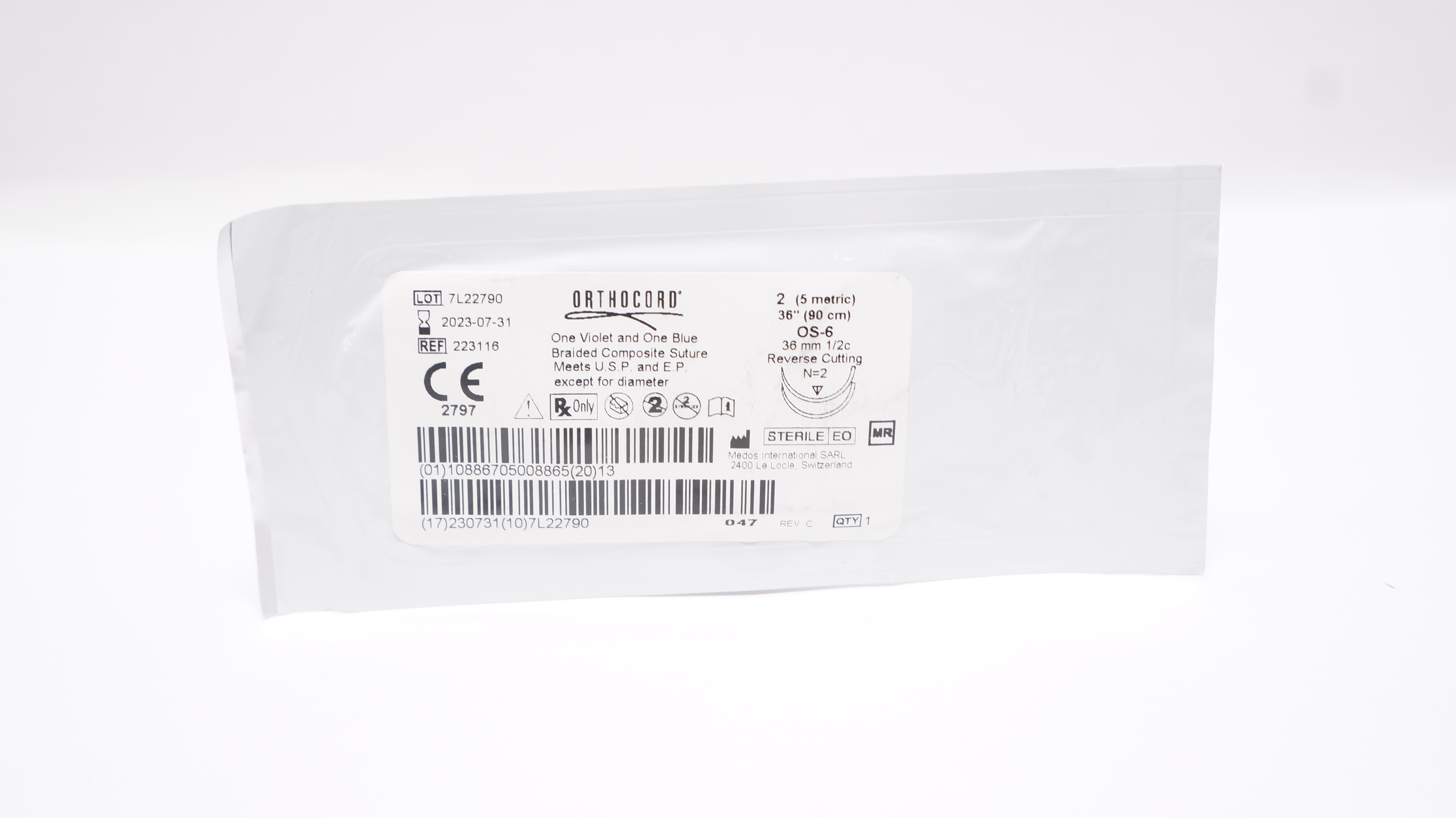 Medos International 223116 Orthocord 1 Violet & 1 Blue Braided Composite Stre(x)