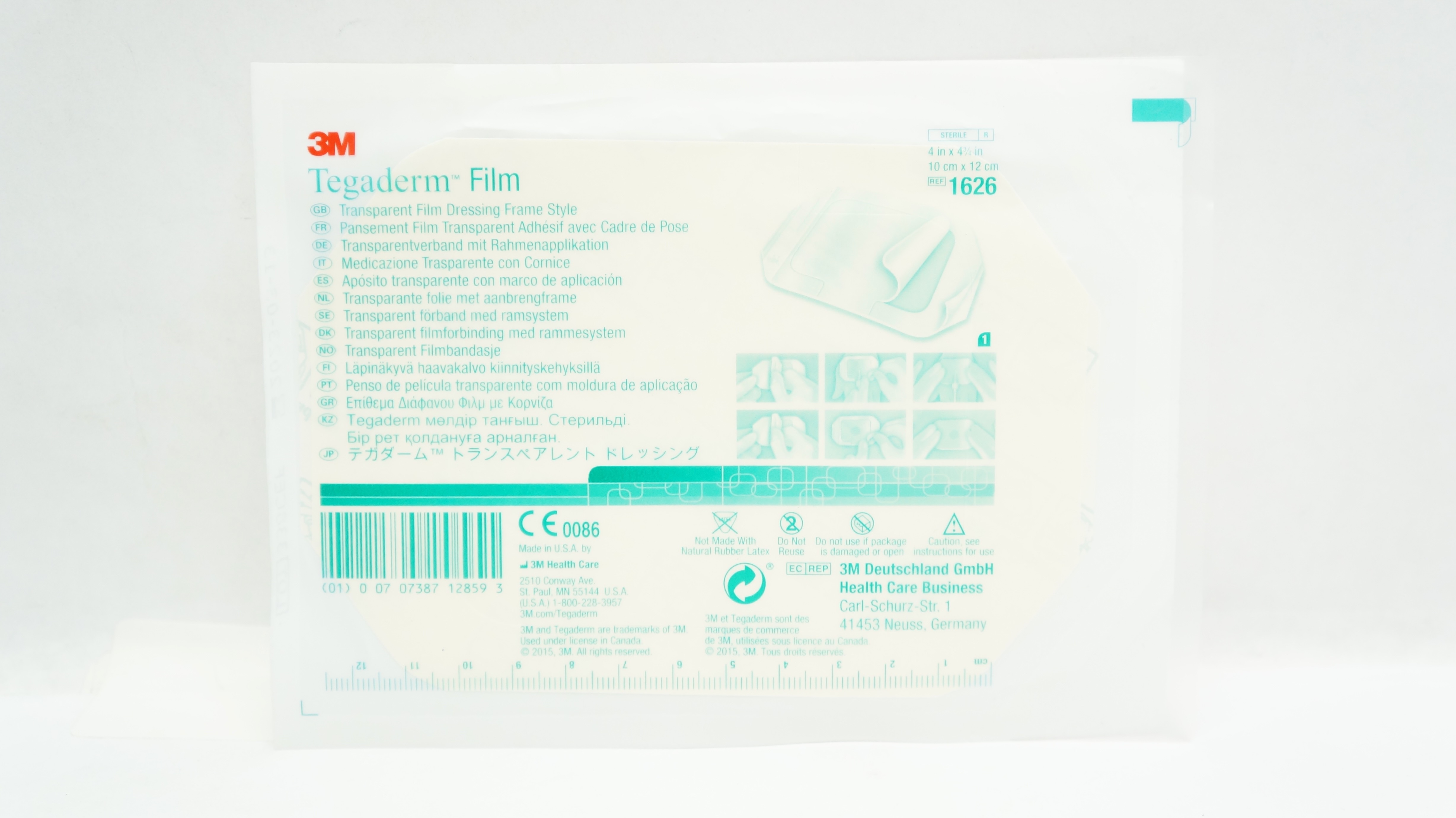 3M 1626 Tegaderm Transparent Film Dressing Frame Style 4inch x 4-3/4inch (x)