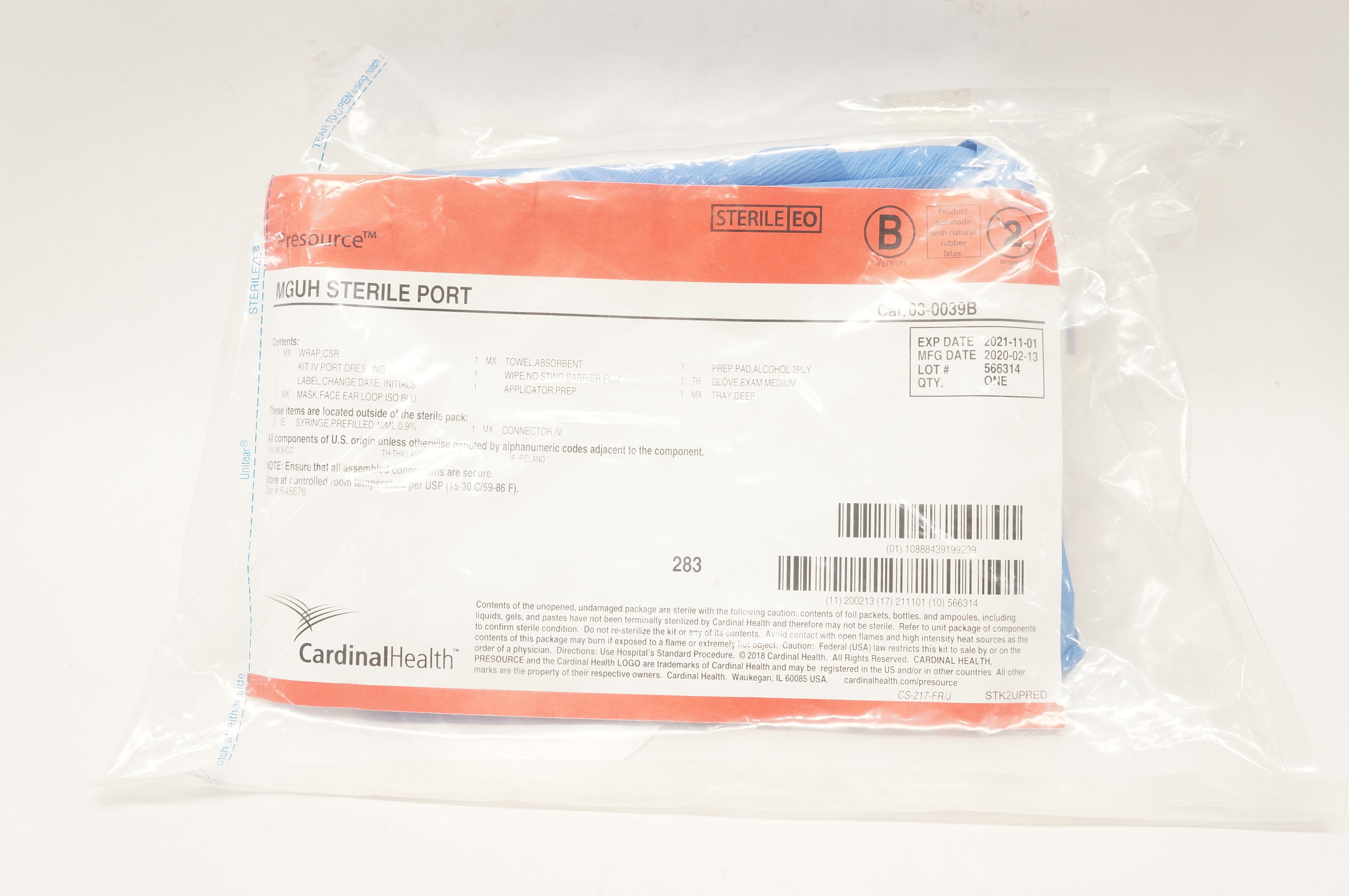 Cardinal Health 03-0039B Presourse MGUH Sterile Port (x)